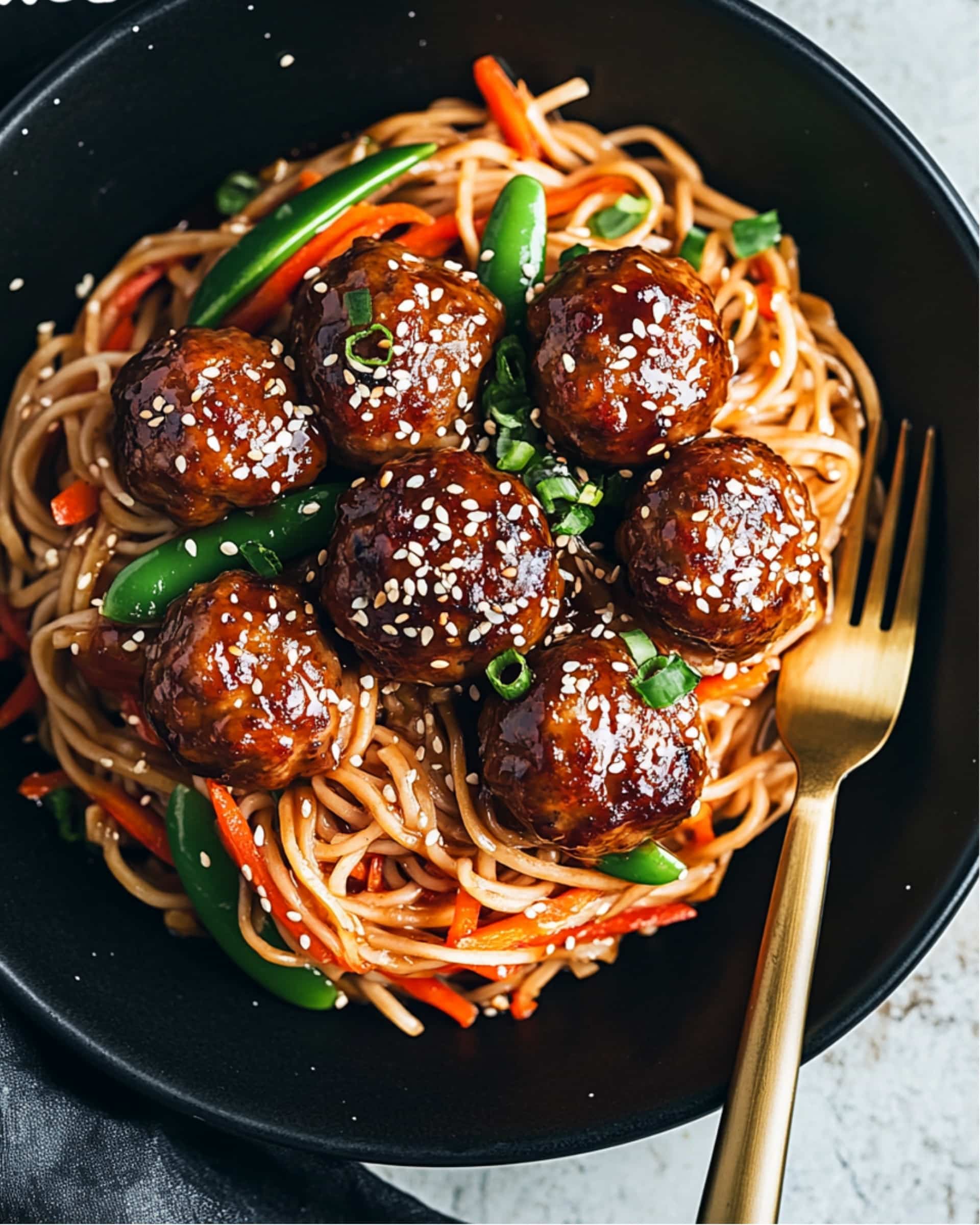 Asian Meatballs with Yakisoba Recipe