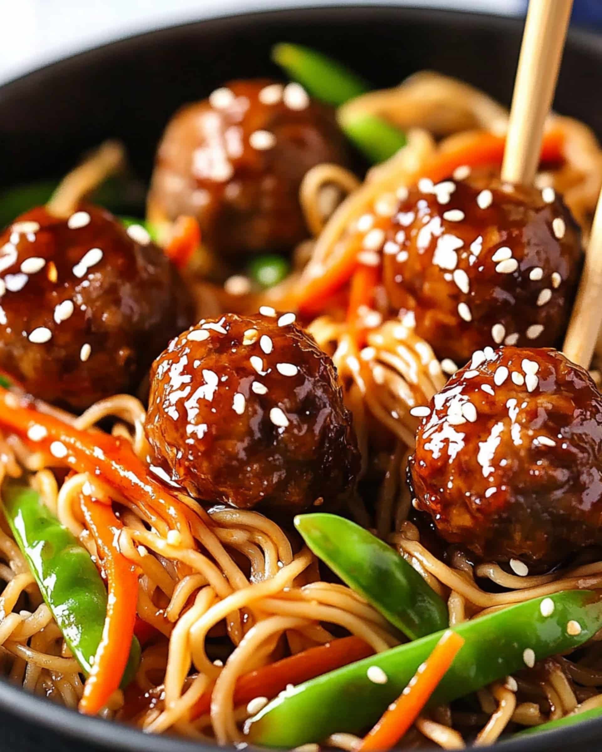 Asian Meatballs with Yakisoba Recipe