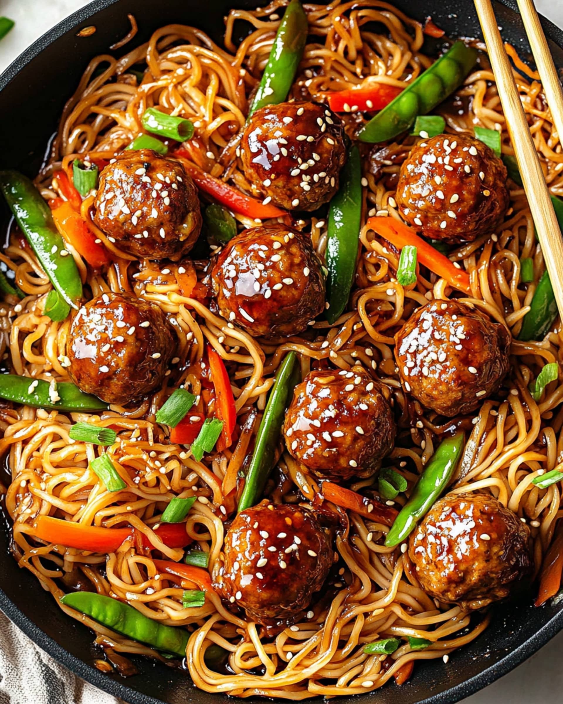 Asian Meatballs with Yakisoba Recipe