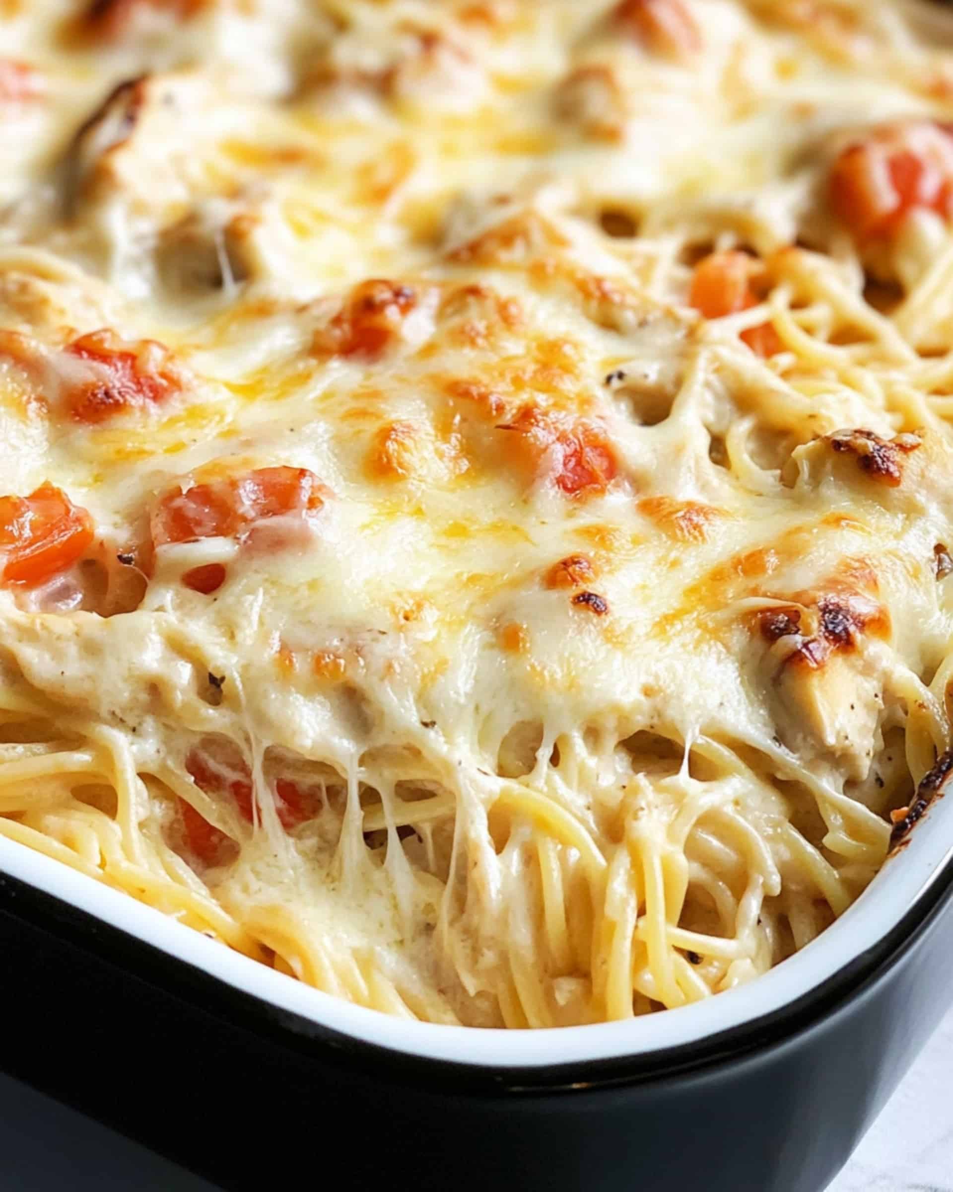 Cheesy Spaghetti Chicken Casserole Recipe