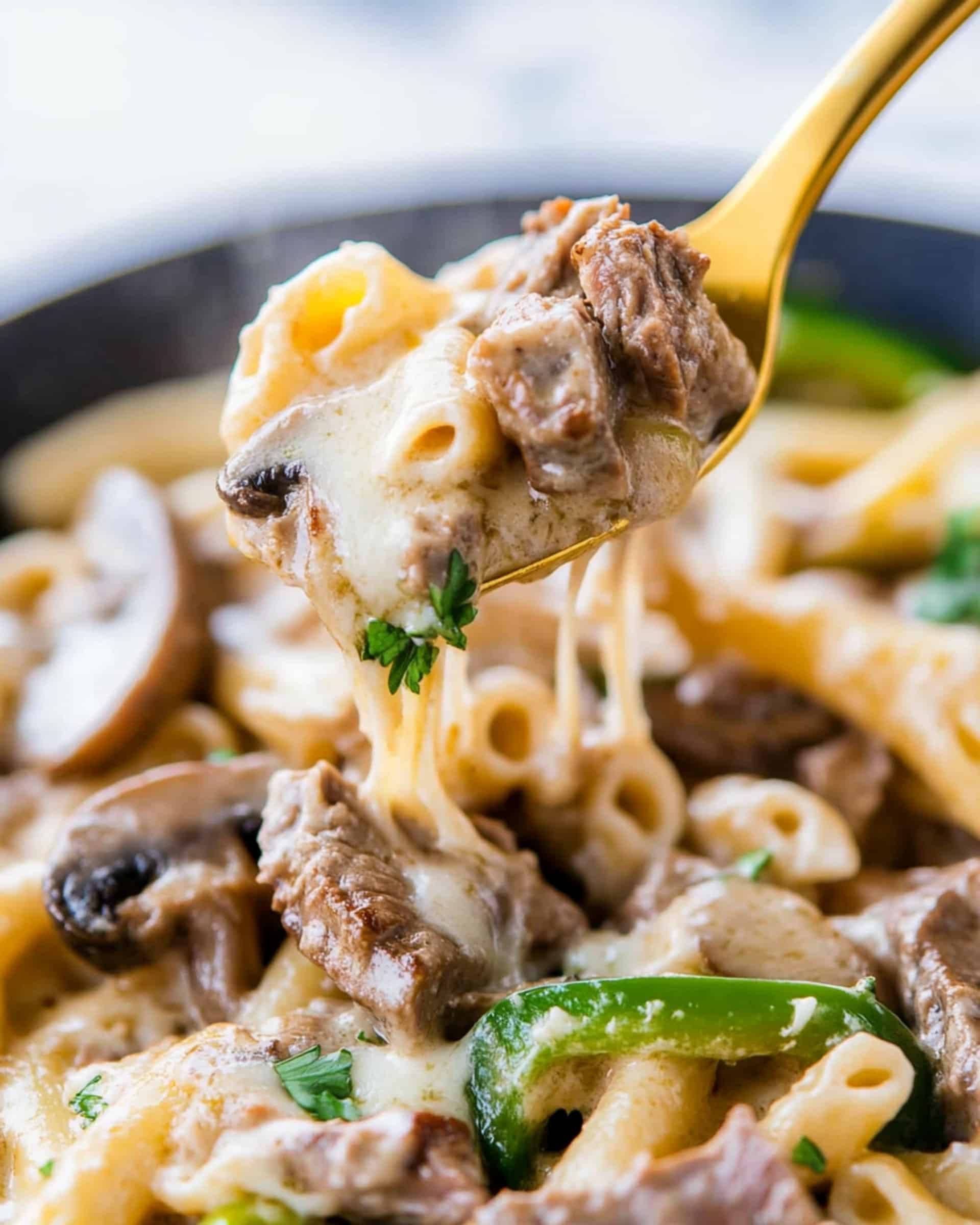 One Pot Philly Steak Pasta Recipe