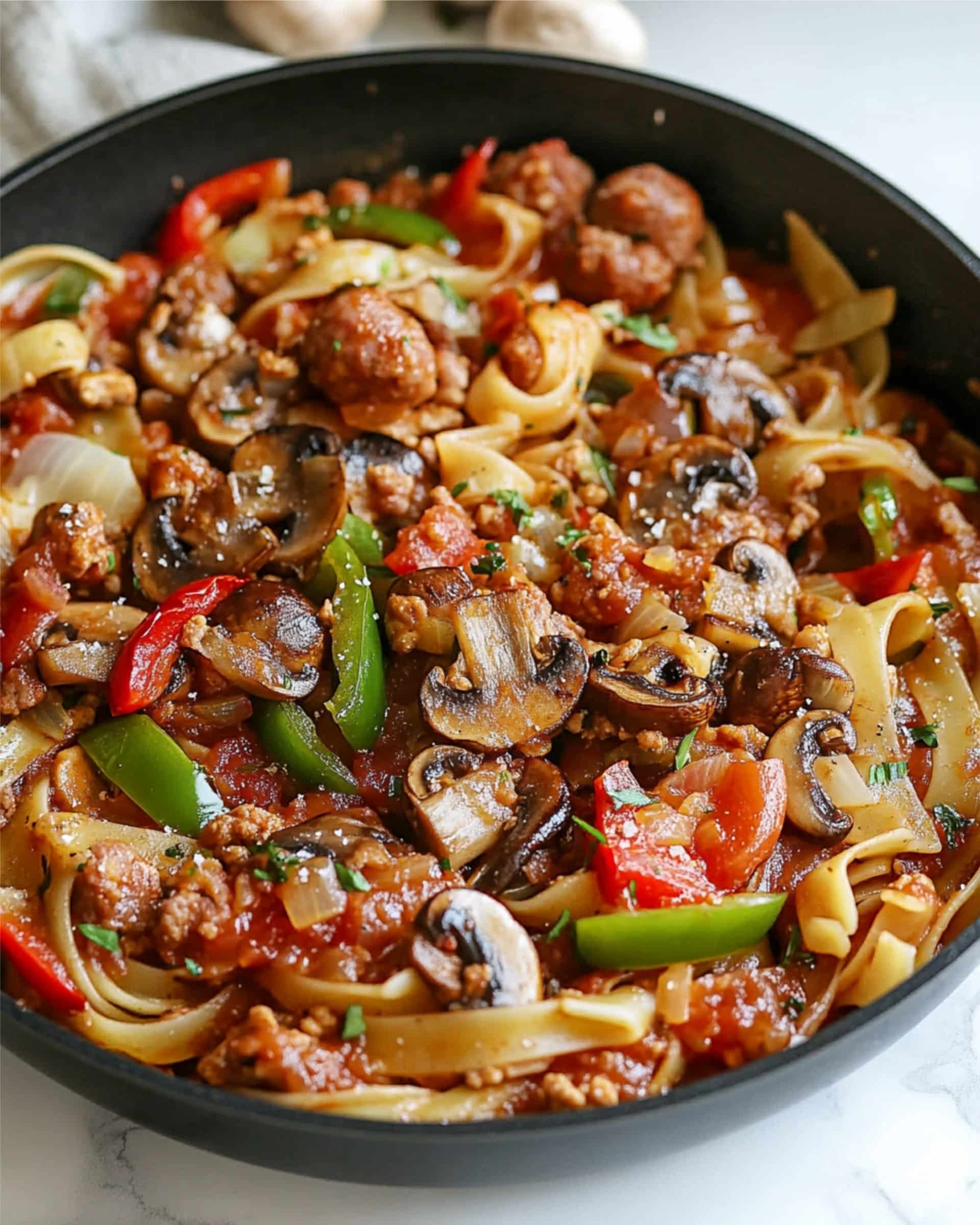 Pasta with Sausage Peppers and Onions Recipe