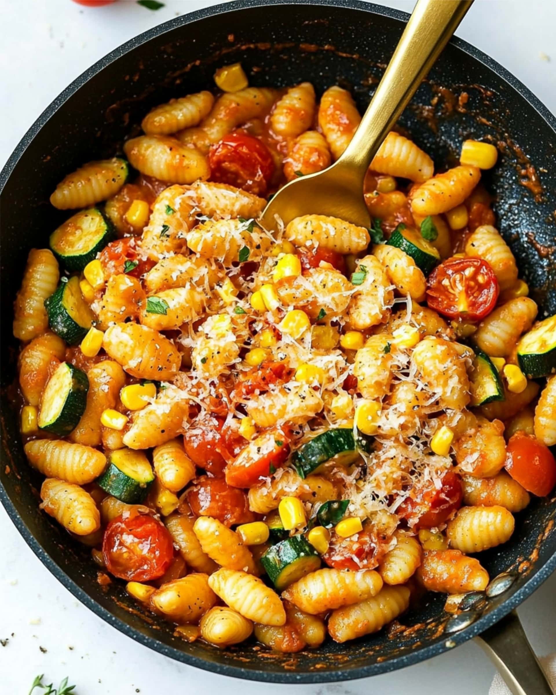 Summer Cavatelli with Corn, Tomatoes and Zucchini Recipe