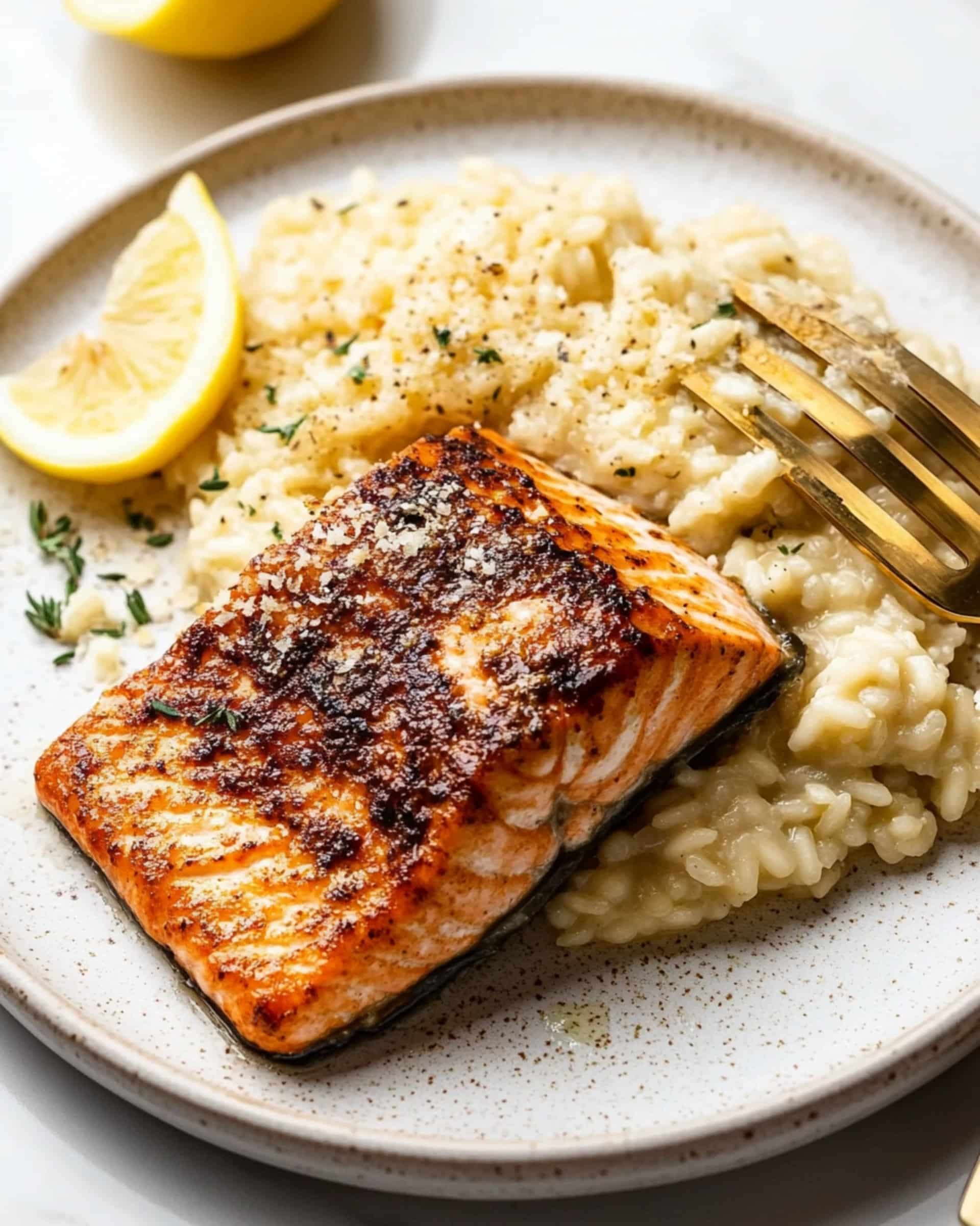 Baked Cajun Salmon with Parmesan Risotto Recipe