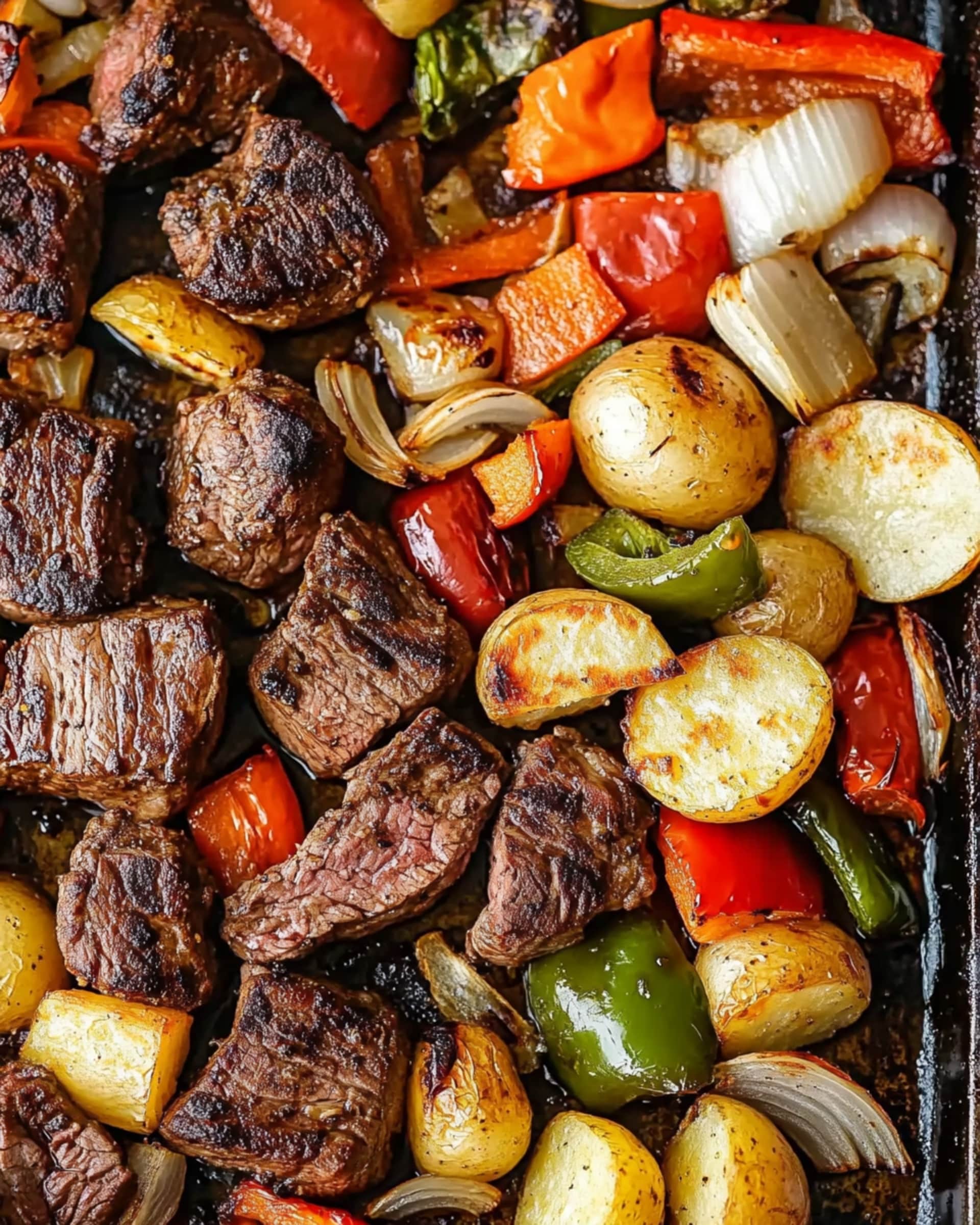 Balsamic Glazed Steak Tips and Veggies Sheet Pan Recipe