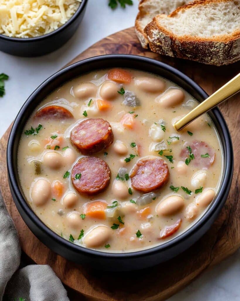 Creamy Bean Soup with Kielbasa Recipe