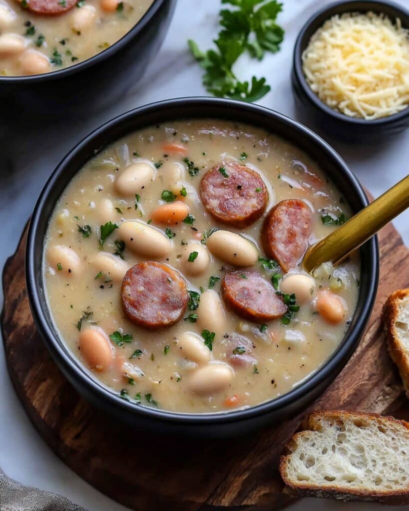 Creamy Bean Soup with Kielbasa Recipe