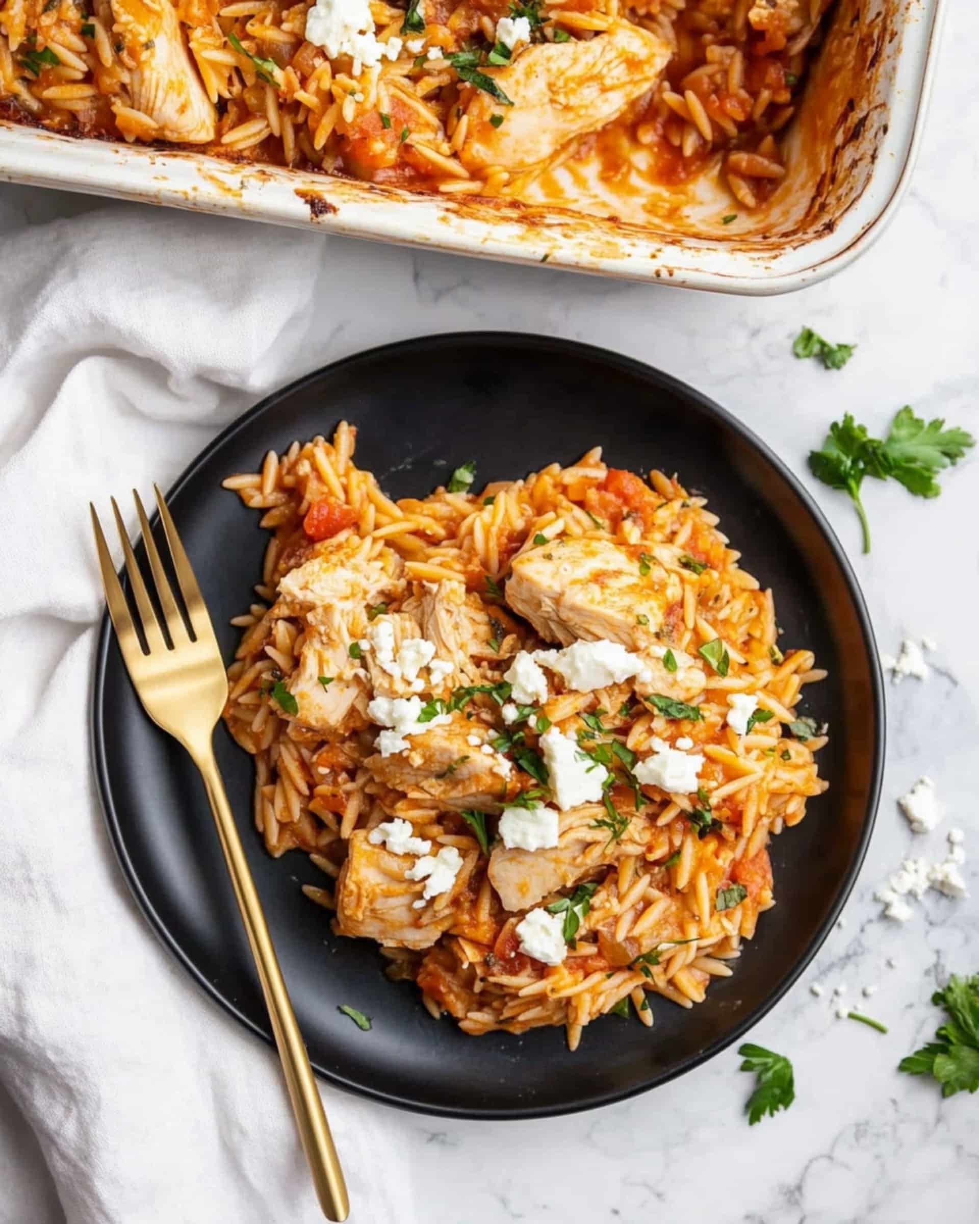 Greek Chicken Orzo Bake Recipe