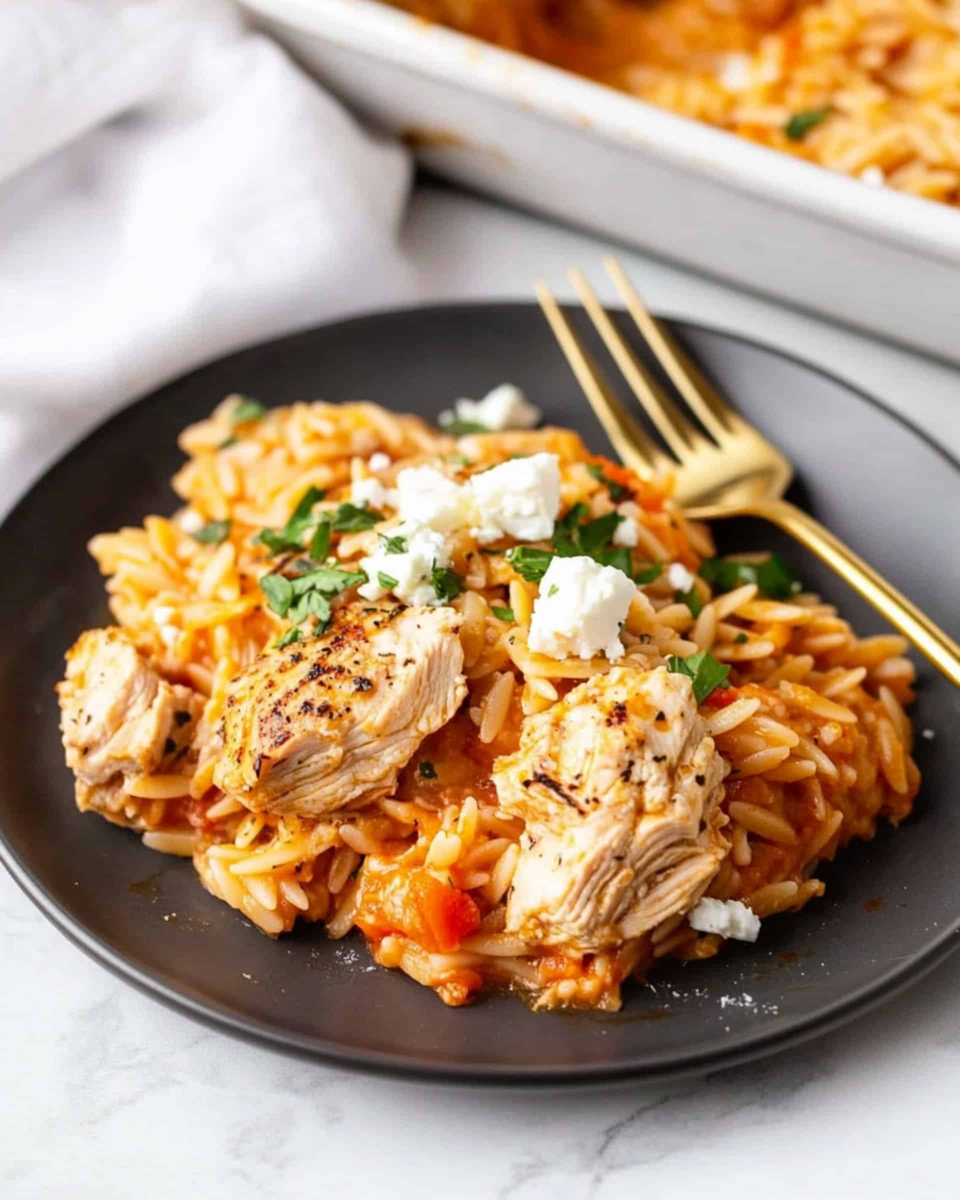 Greek Chicken Orzo Bake Recipe