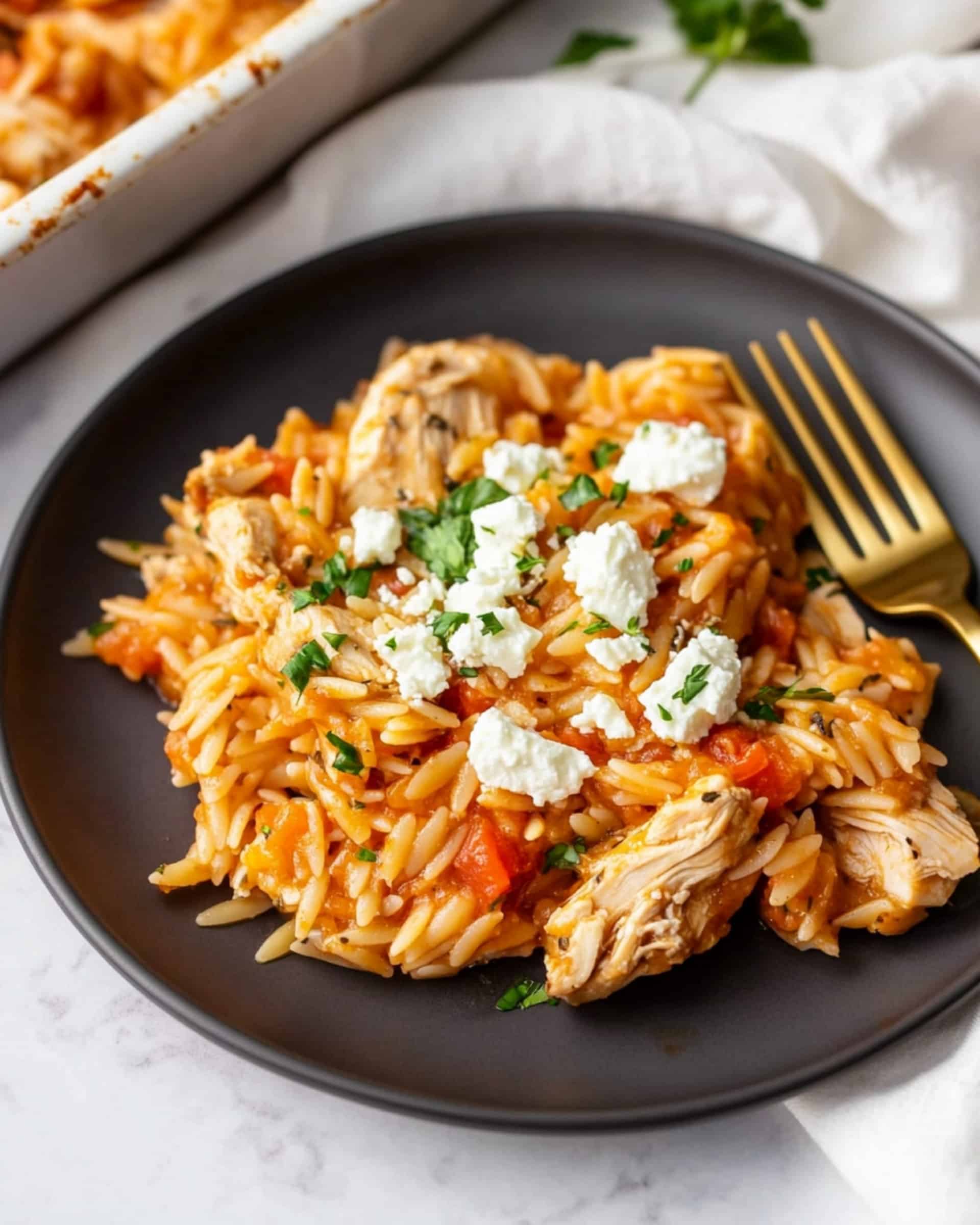 Greek Chicken Orzo Bake Recipe