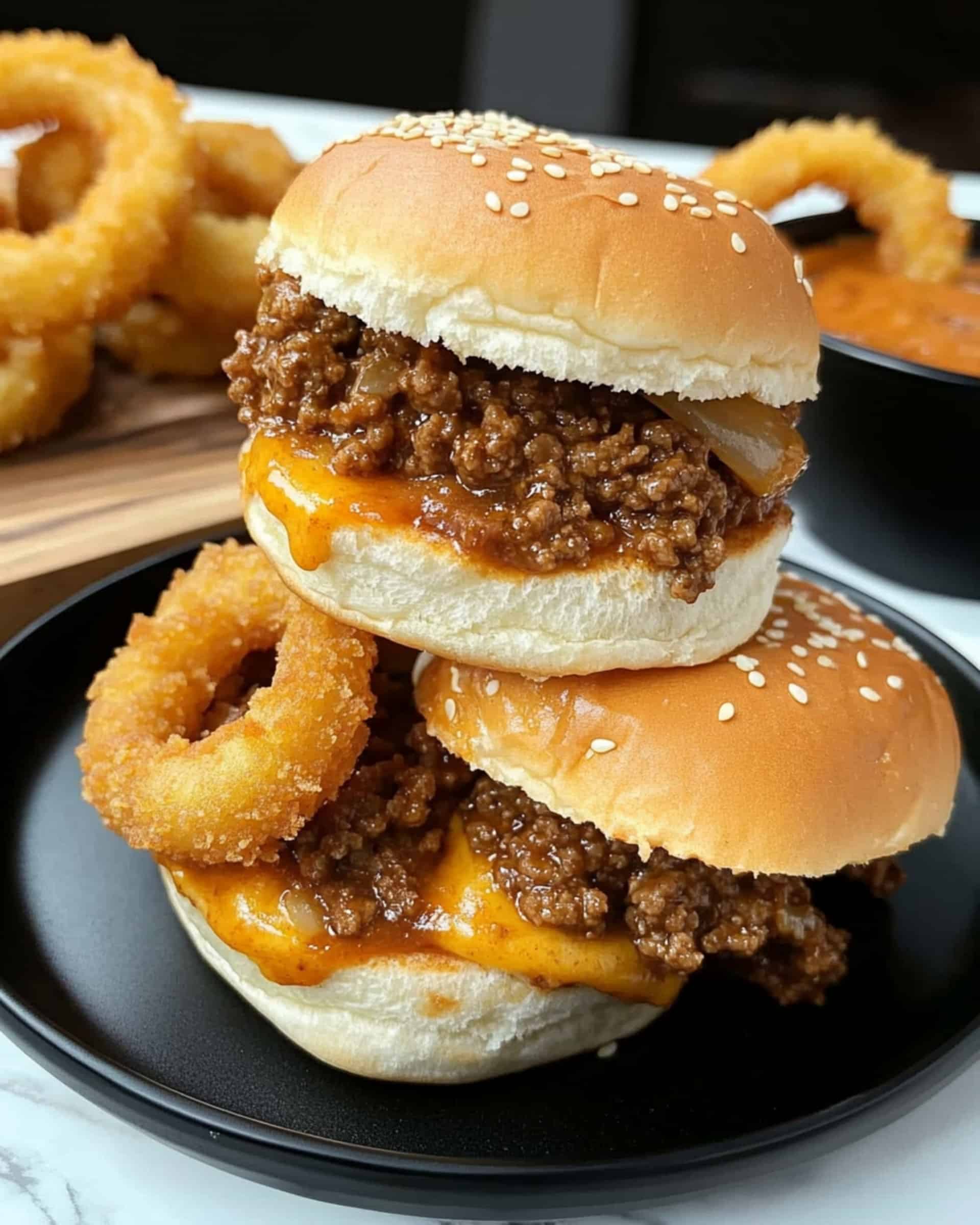 Onion Ring Cheese Burger Sliders Recipe