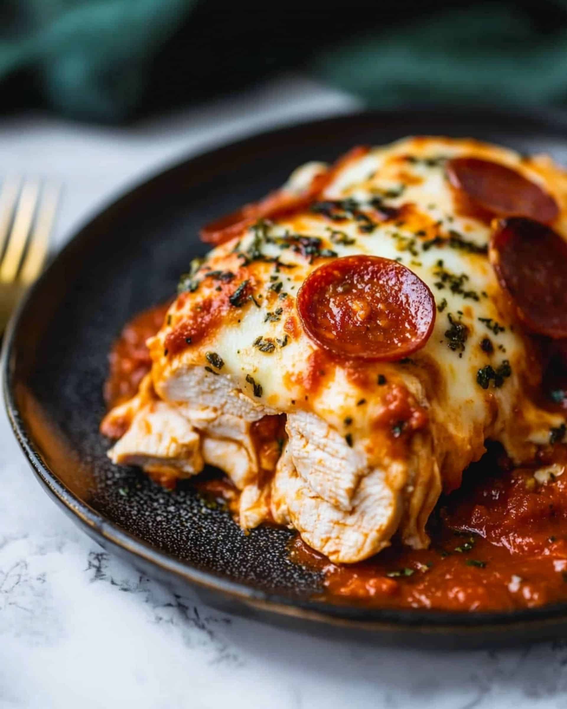 Pepperoni Pizza Stuffed Chicken Bake Recipe