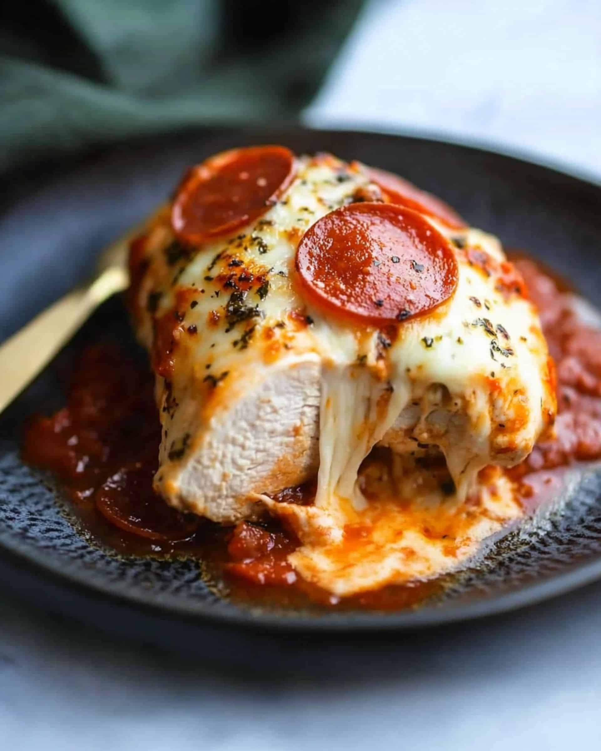 Pepperoni Pizza Stuffed Chicken Bake Recipe