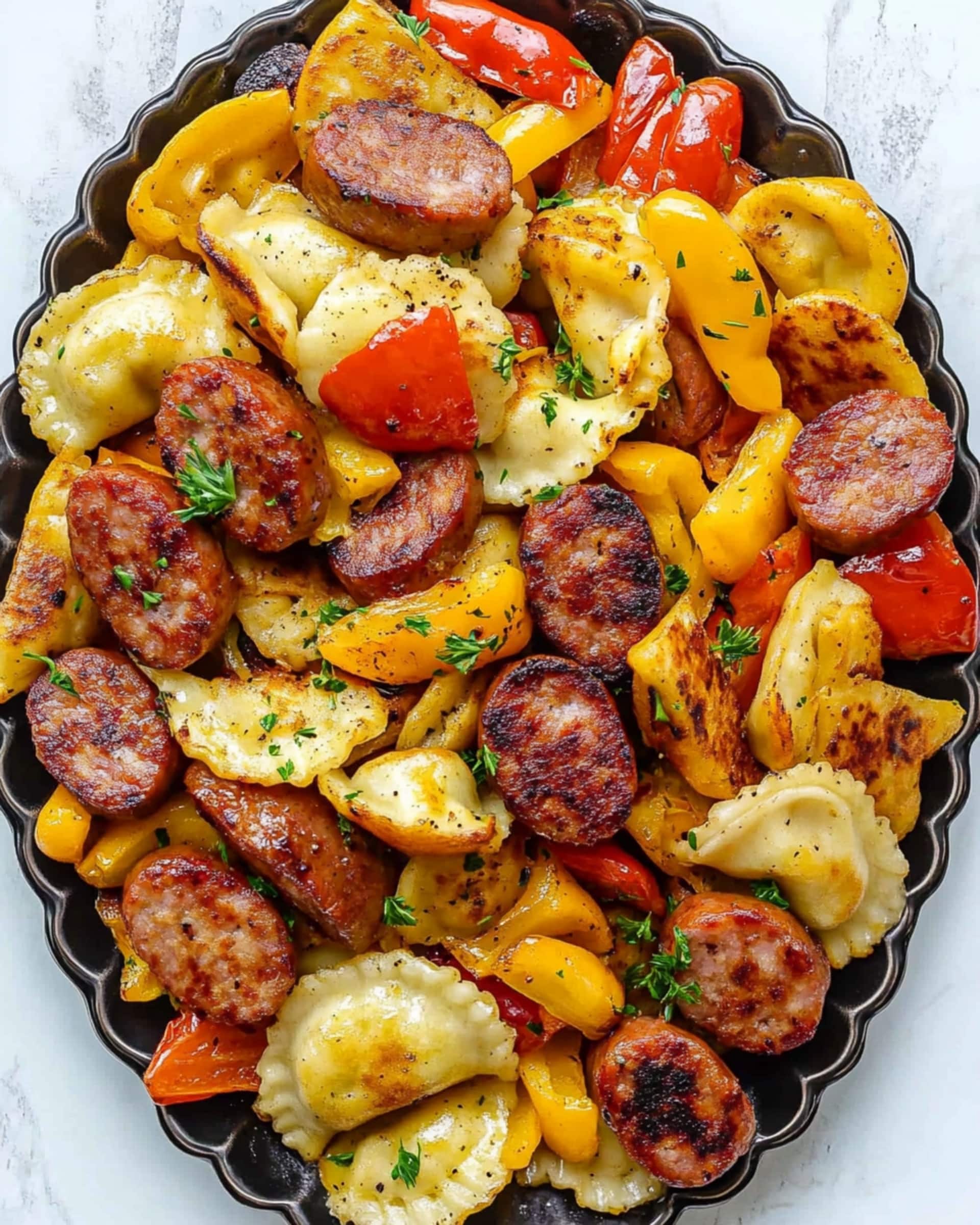 Sheet Pan Sausage and Pierogies Recipe