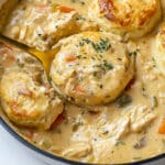 Skillet Chicken Pot Pie with Parmesan Herb Butter Biscuits Recipe