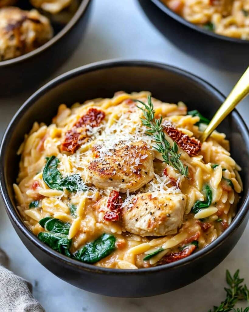 Tuscan Chicken Meatball Orzo Recipe