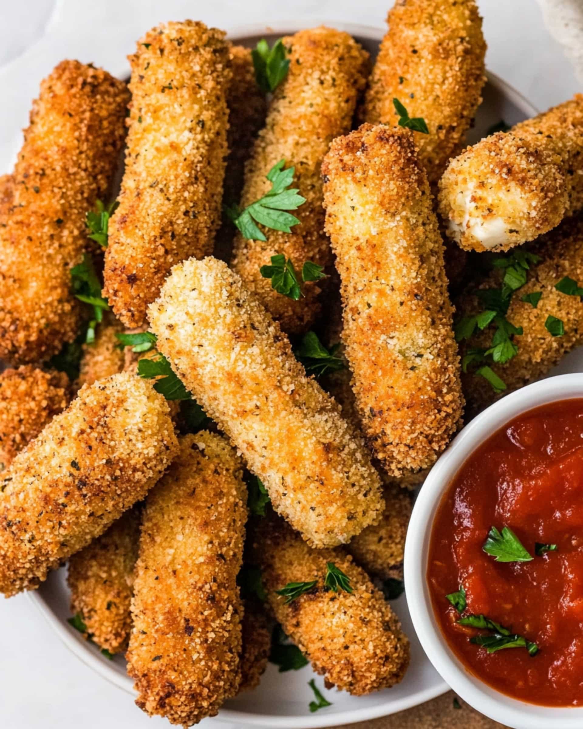 Air Fryer Chicken Mozzarella Sticks with Marinara Dip Recipe