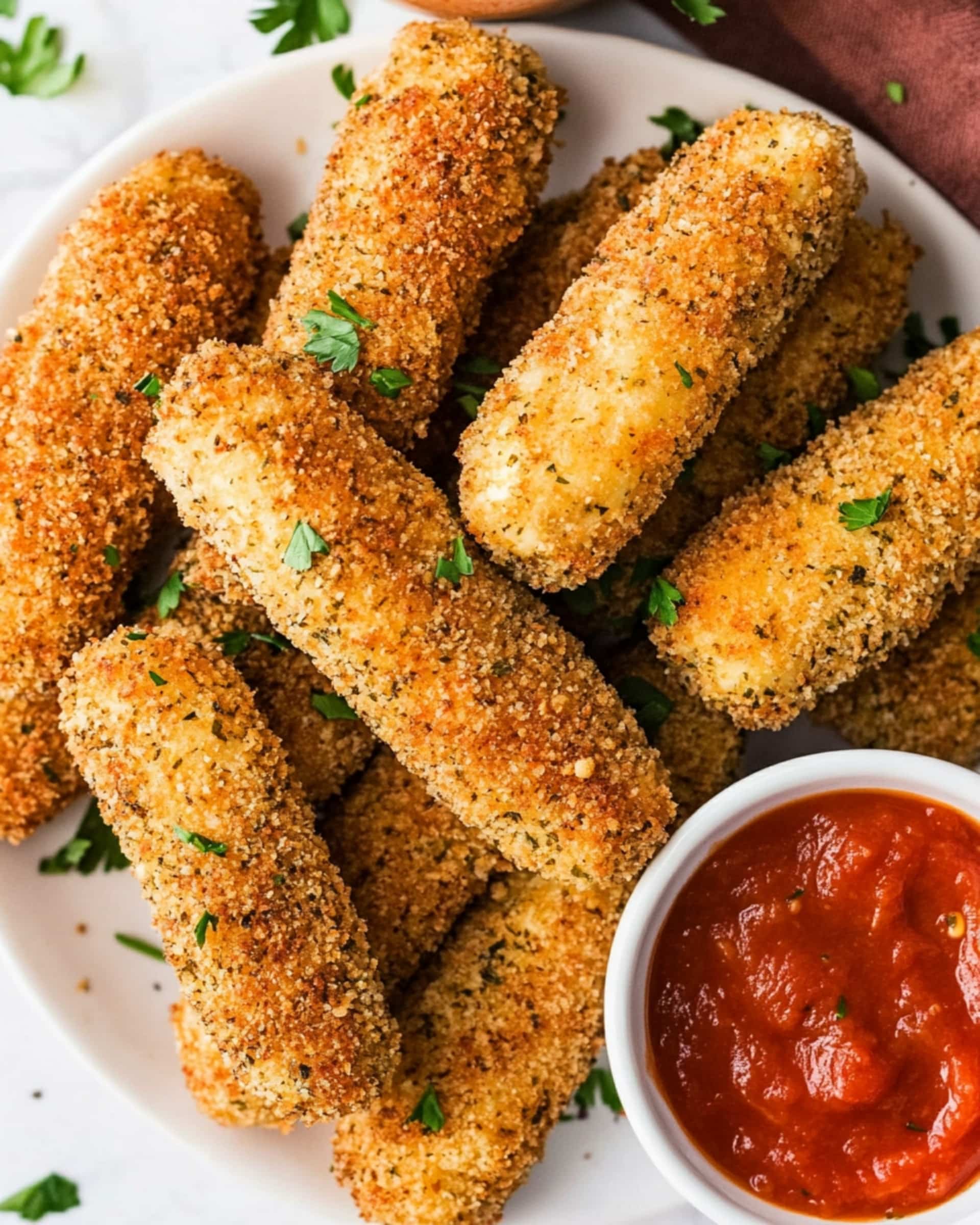 Air Fryer Chicken Mozzarella Sticks with Marinara Dip Recipe