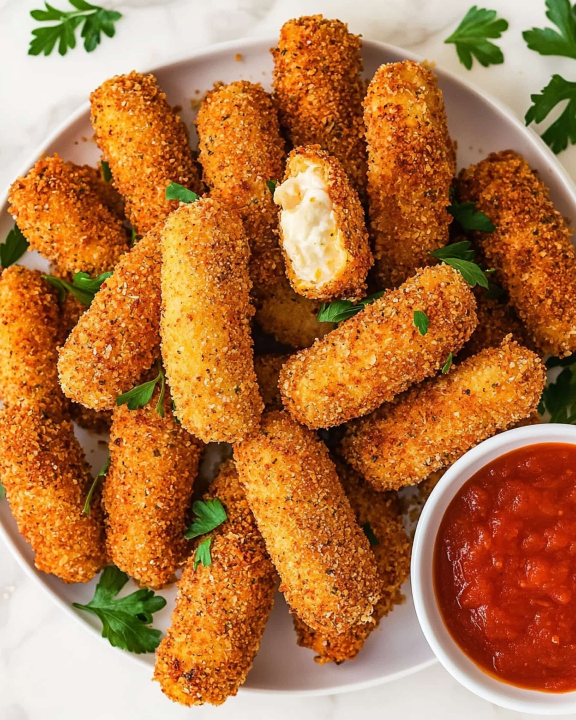 Air Fryer Chicken Mozzarella Sticks with Marinara Dip Recipe