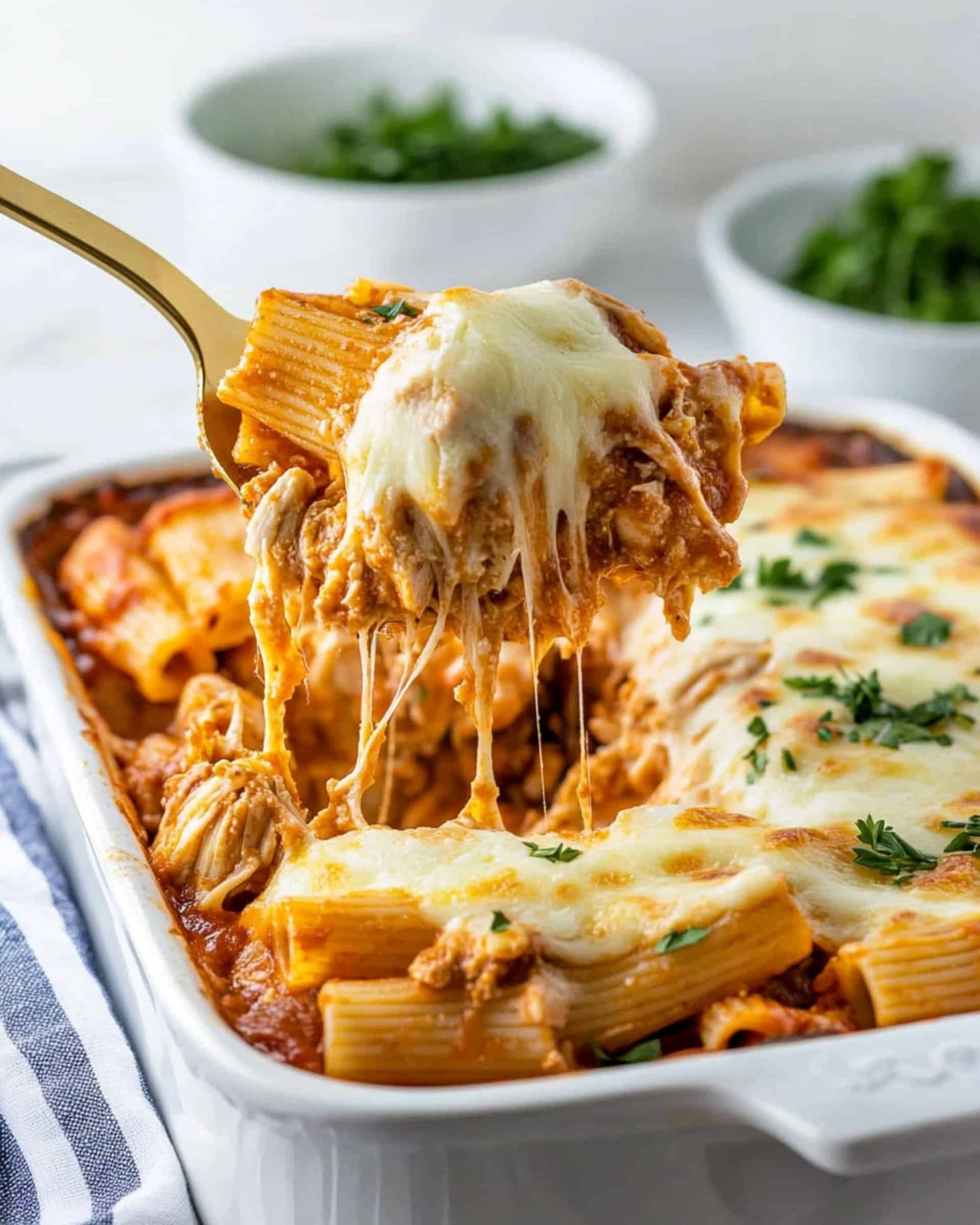 Cheesy Baked Chicken Rigatoni Pasta Recipe