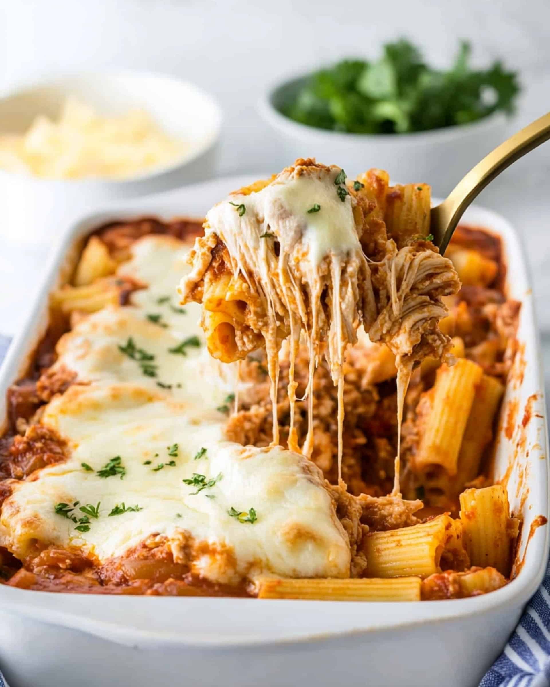 Cheesy Baked Chicken Rigatoni Pasta Recipe