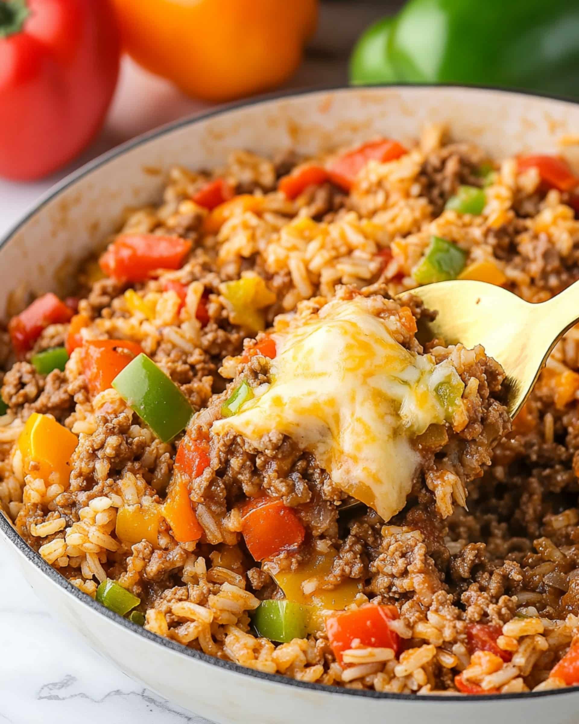 Cheesy Unstuffed Pepper Skillet (One Pan!) Recipe