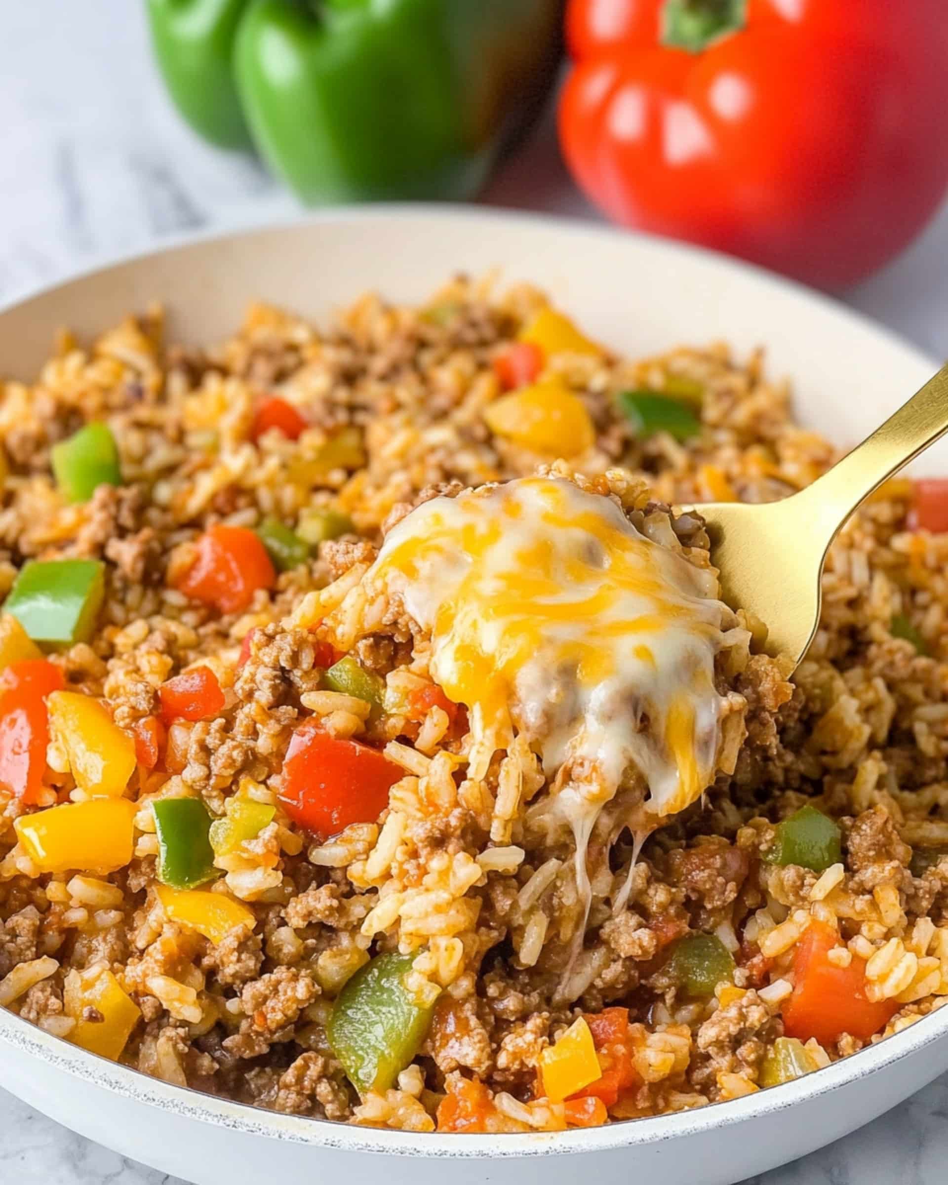 Cheesy Unstuffed Pepper Skillet (One Pan!) Recipe