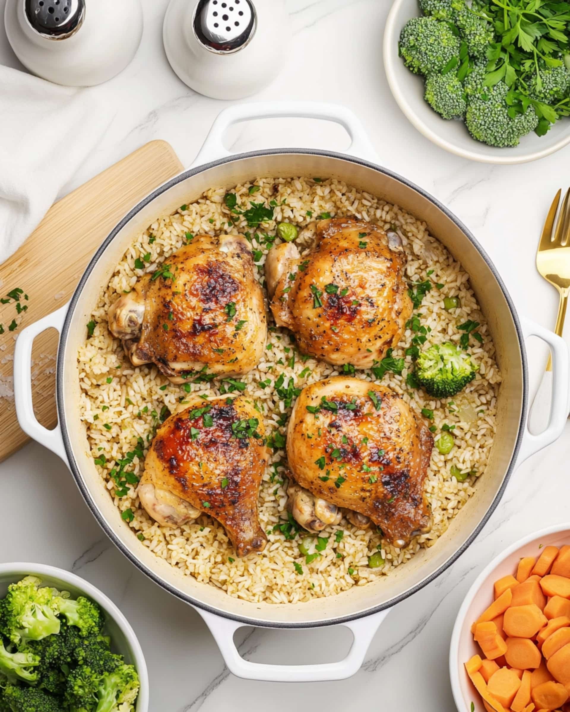 One Pot Chicken Thighs and Rice Recipe