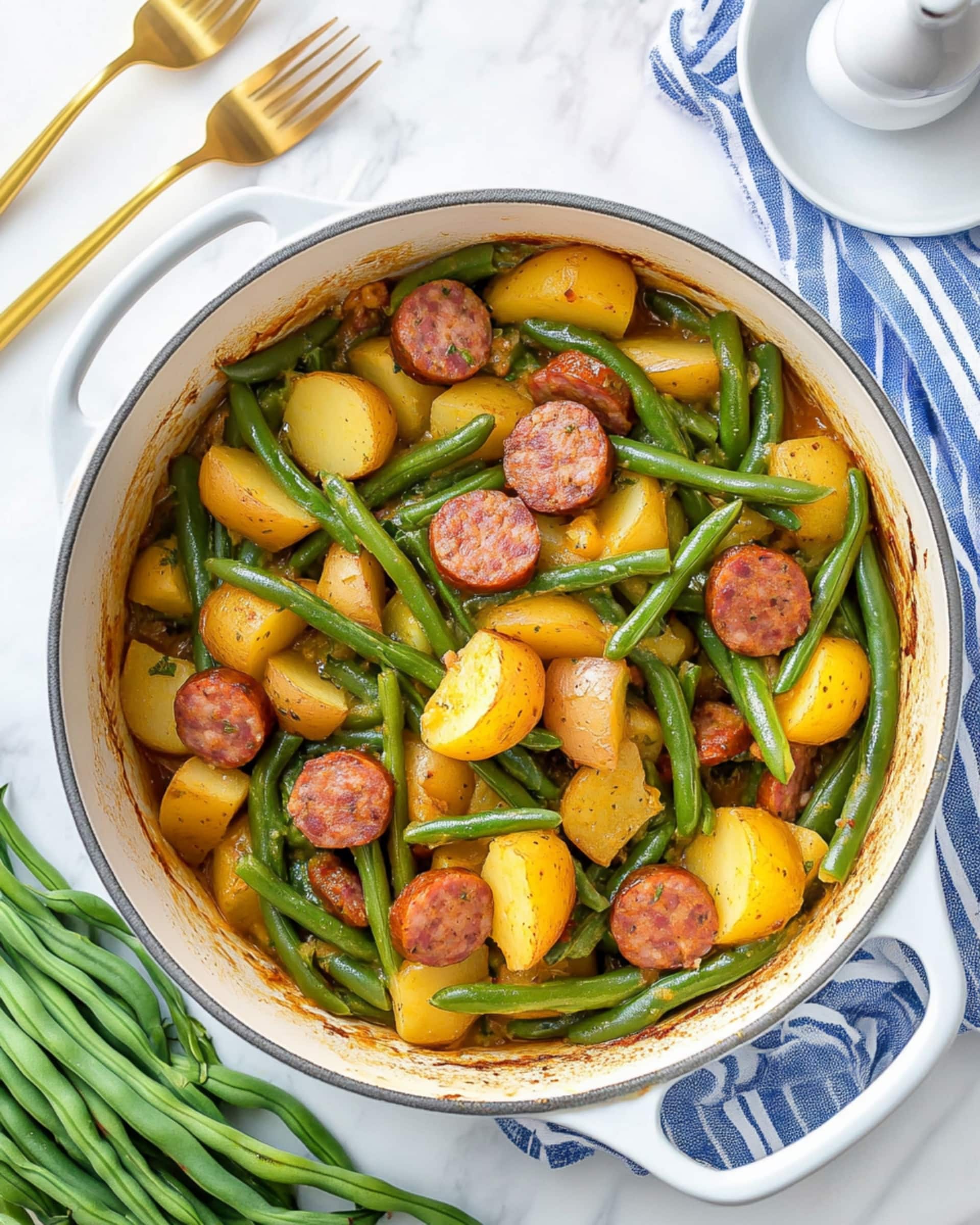 One Pot Smoked Sausage, Green Beans, and Potatoes Recipe