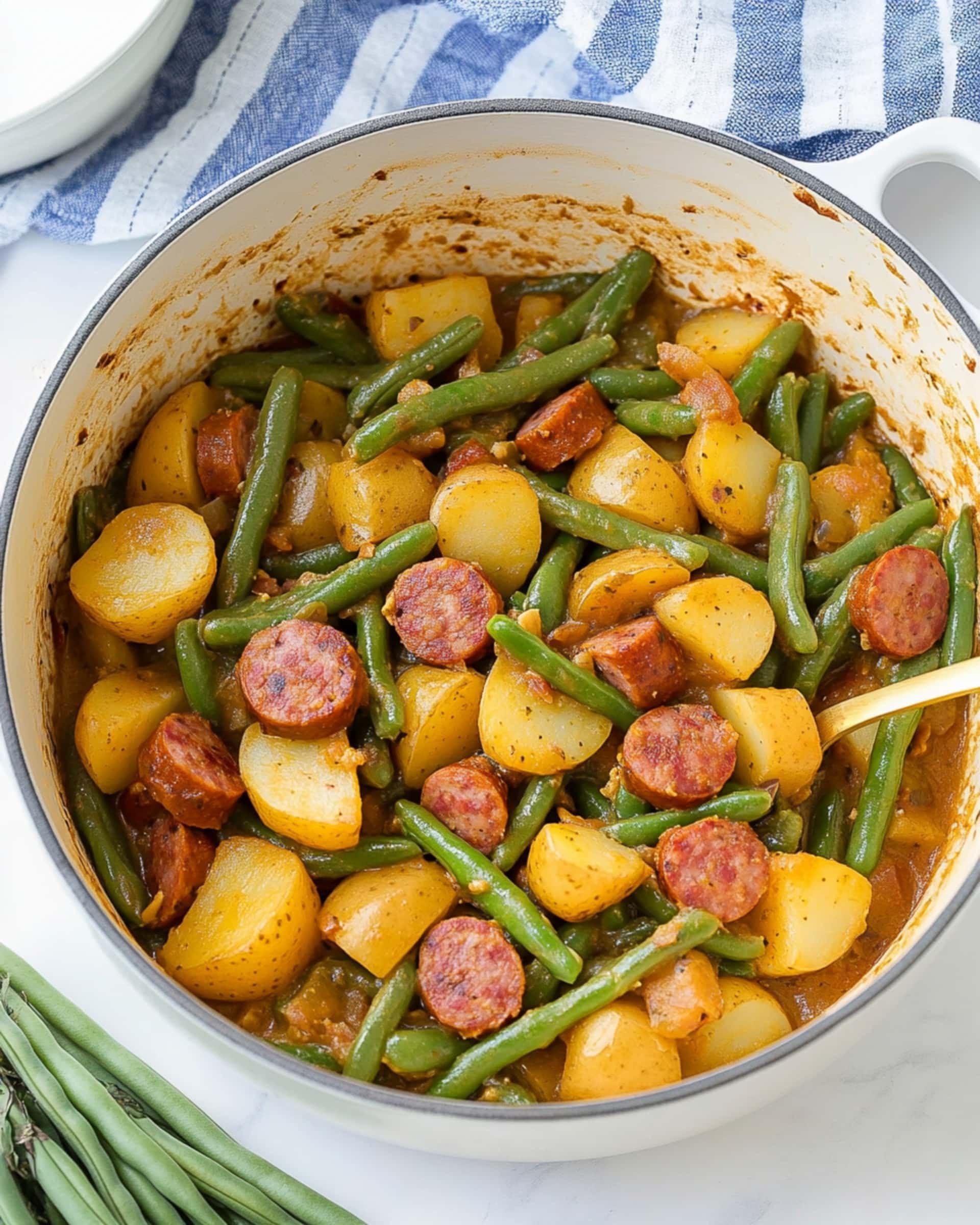 One Pot Smoked Sausage, Green Beans, and Potatoes Recipe