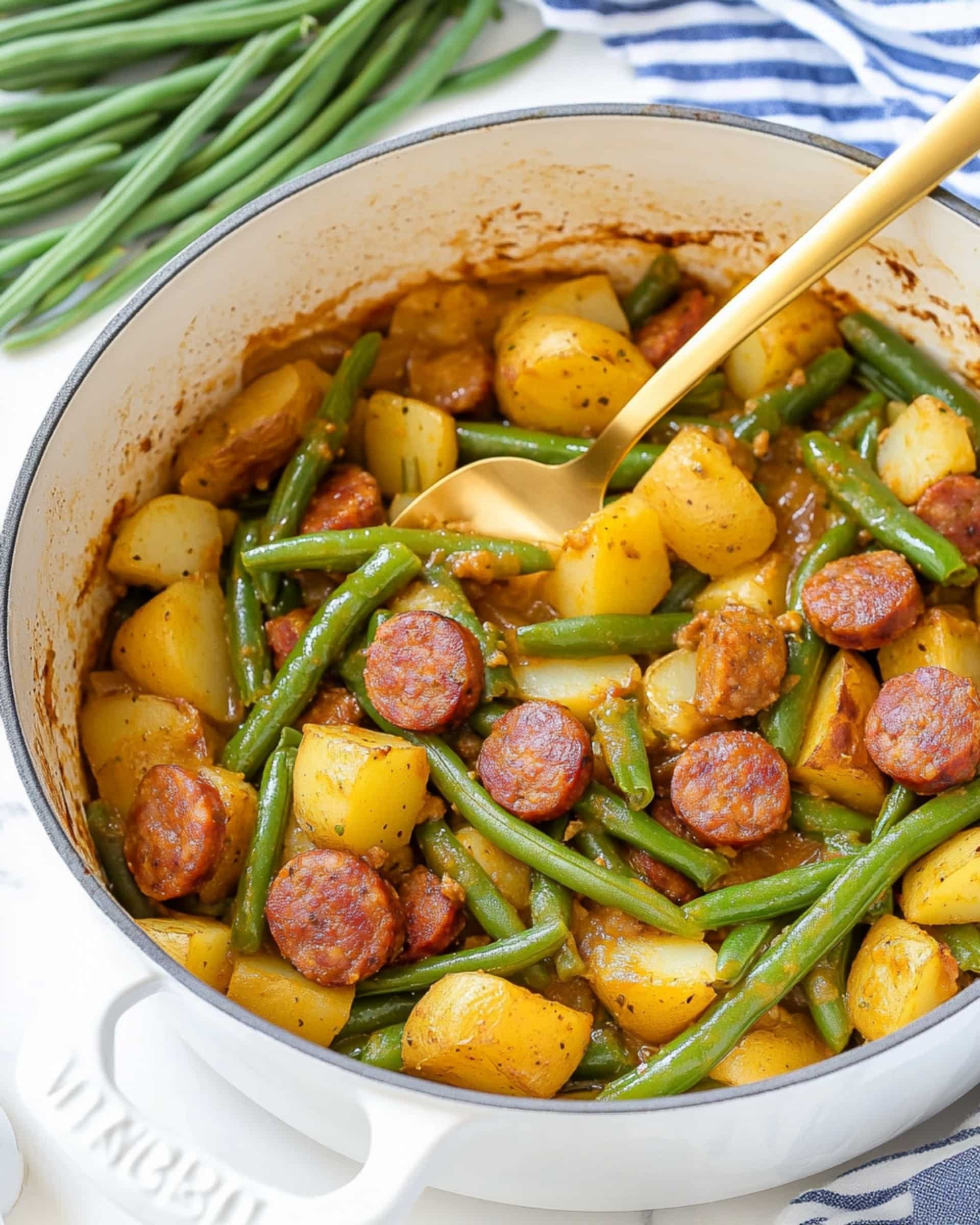 One Pot Smoked Sausage, Green Beans, and Potatoes Recipe