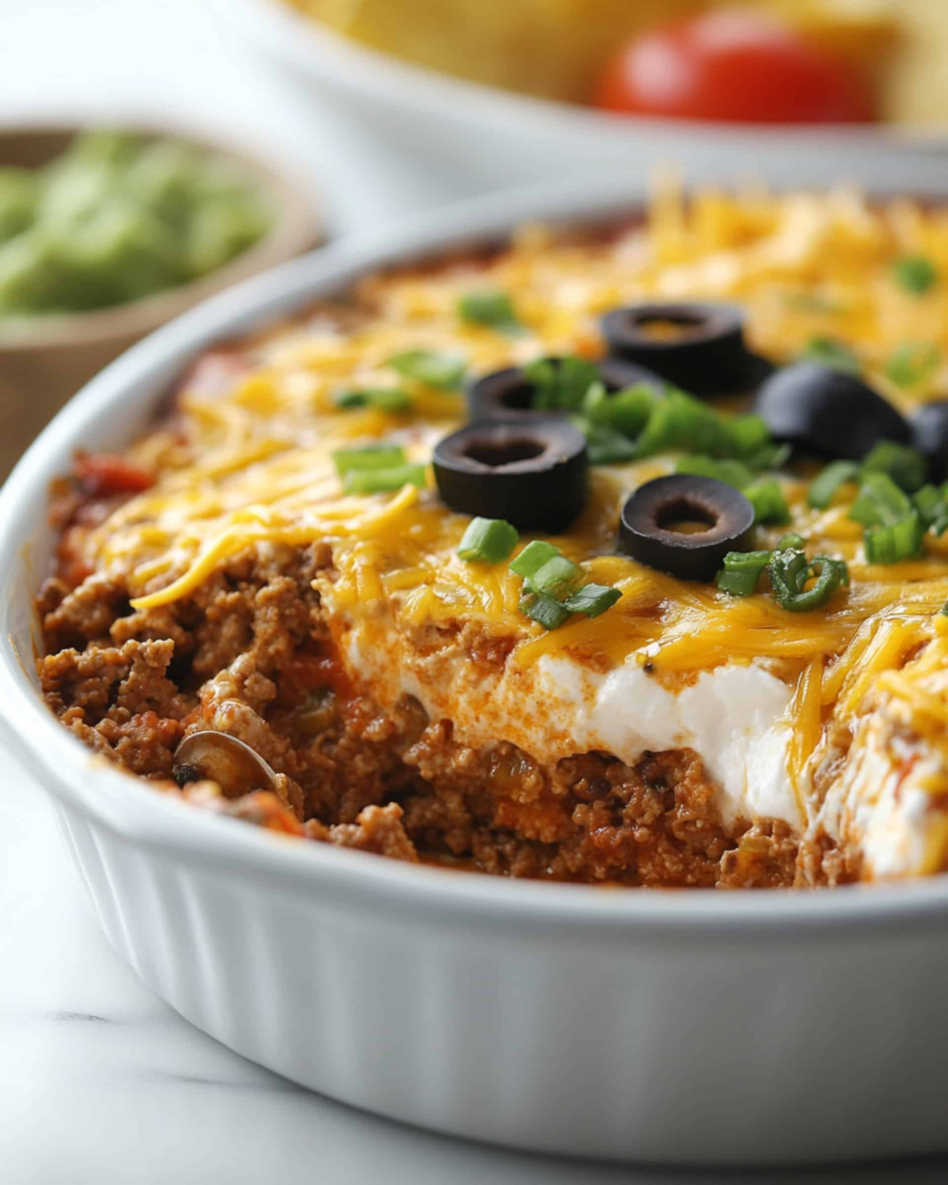 Taco Dip With Ground Beef (7 Layer Dip!) Recipe