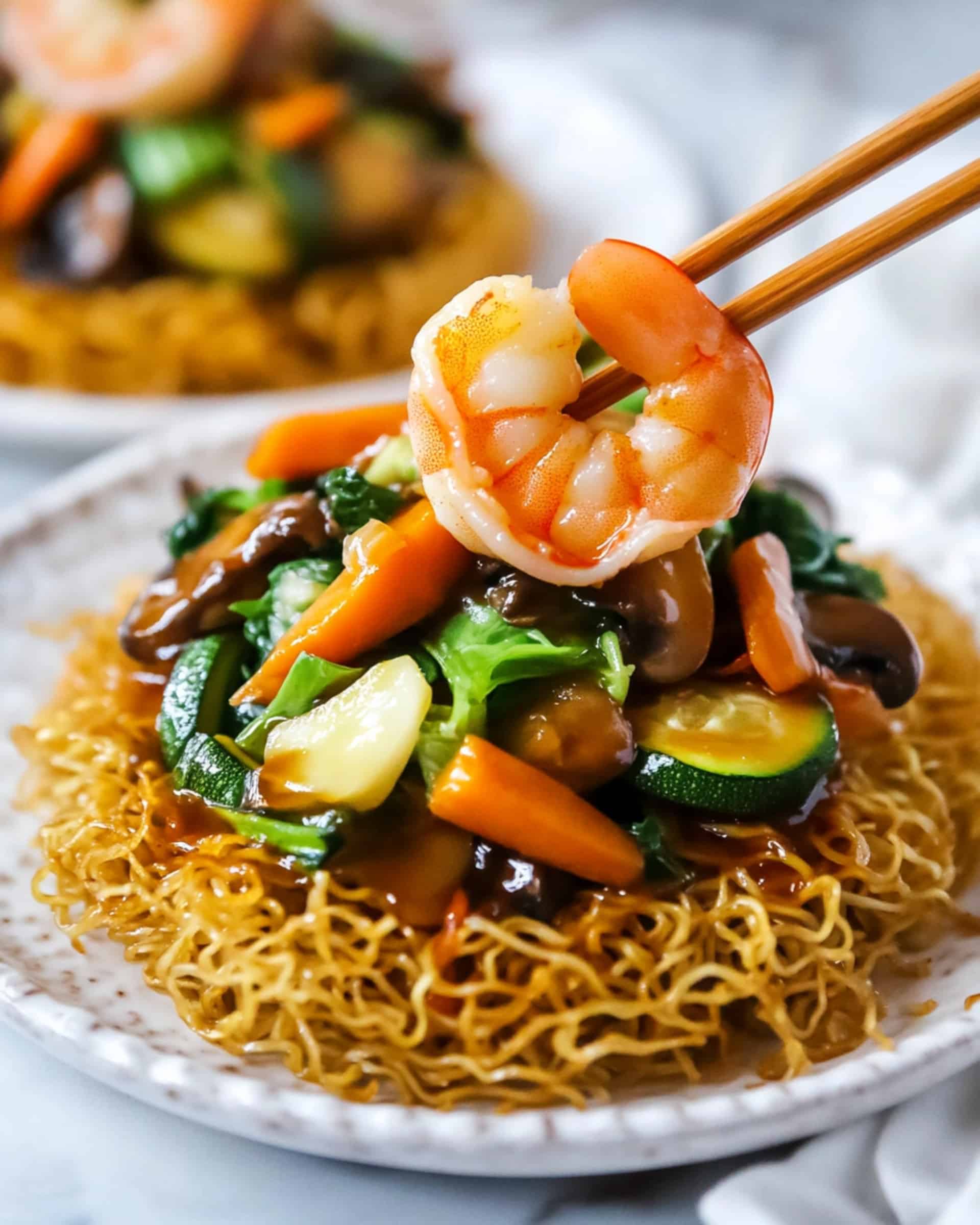 Crispy Cake Noodle Stir Fry Recipe