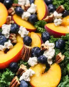 Summer Kale Salad with Peaches and Candied Pecans Recipe