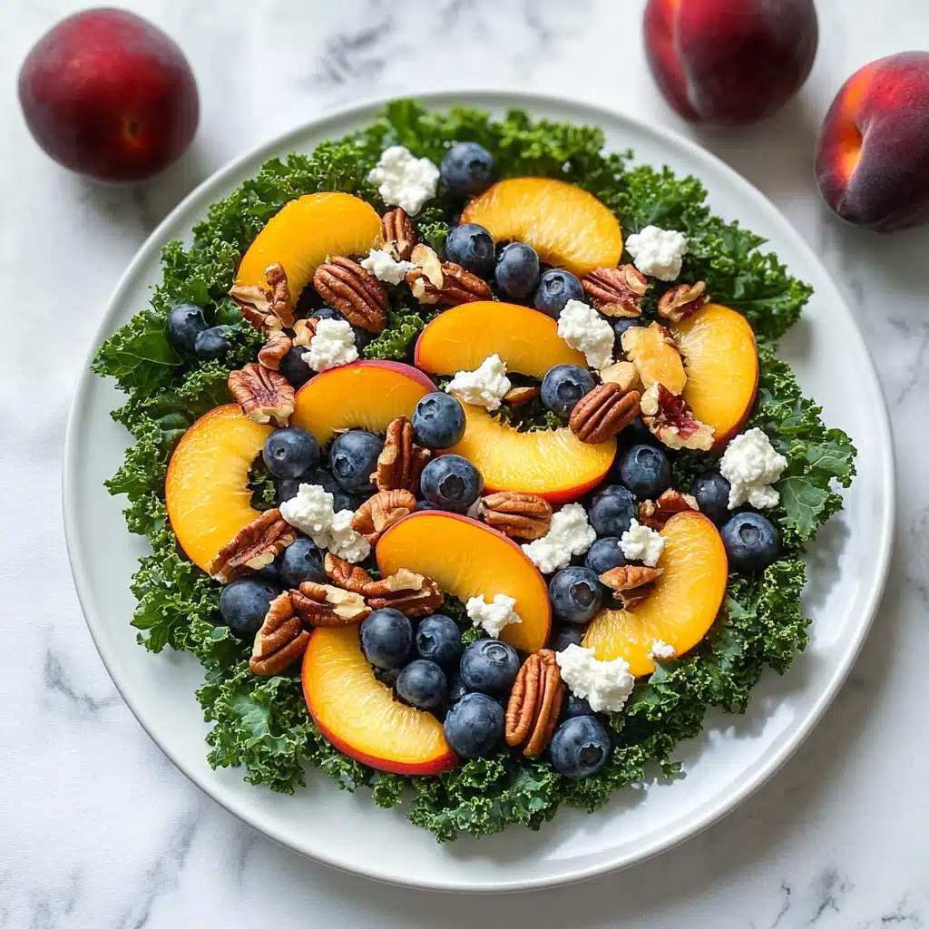 Summer Kale Salad with Peaches and Candied Pecans Recipe - Recipe Image