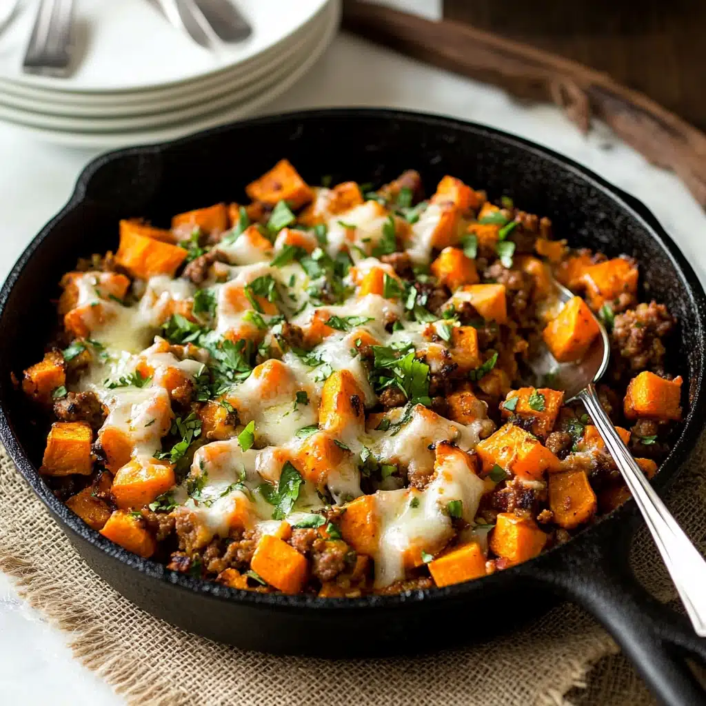 Cheesy Turkey and Sweet Potato Skillet Recipe - Recipe Image