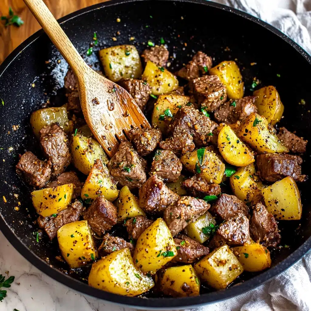 Garlic Butter Steak Bites with Herb Potatoes Recipe - Recipe Image
