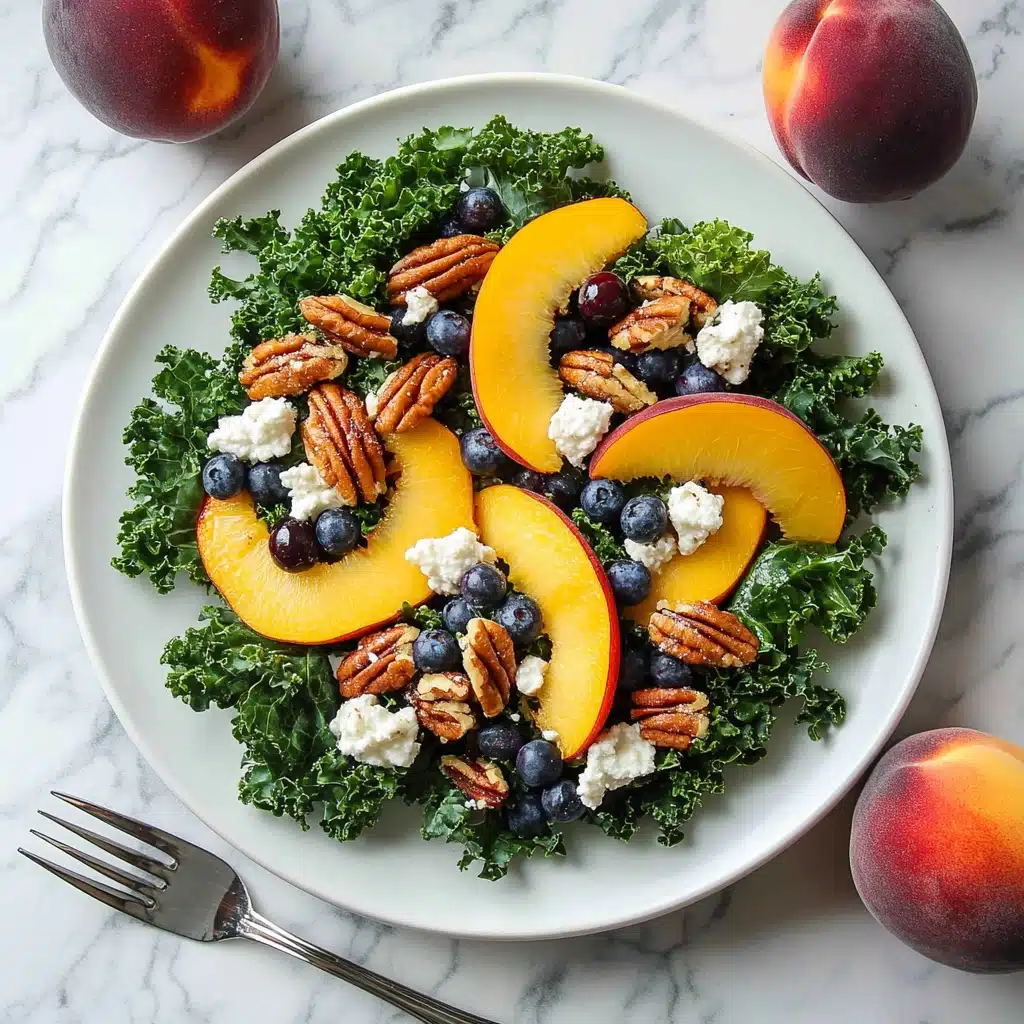 Summer Kale Salad with Peaches and Candied Pecans Recipe - Recipe Image