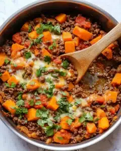 Southwest Ground Beef and Sweet Potato Skillet Recipe