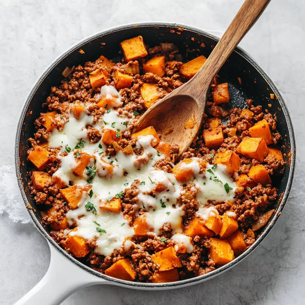 Cheesy Turkey and Sweet Potato Skillet Recipe - Recipe Image