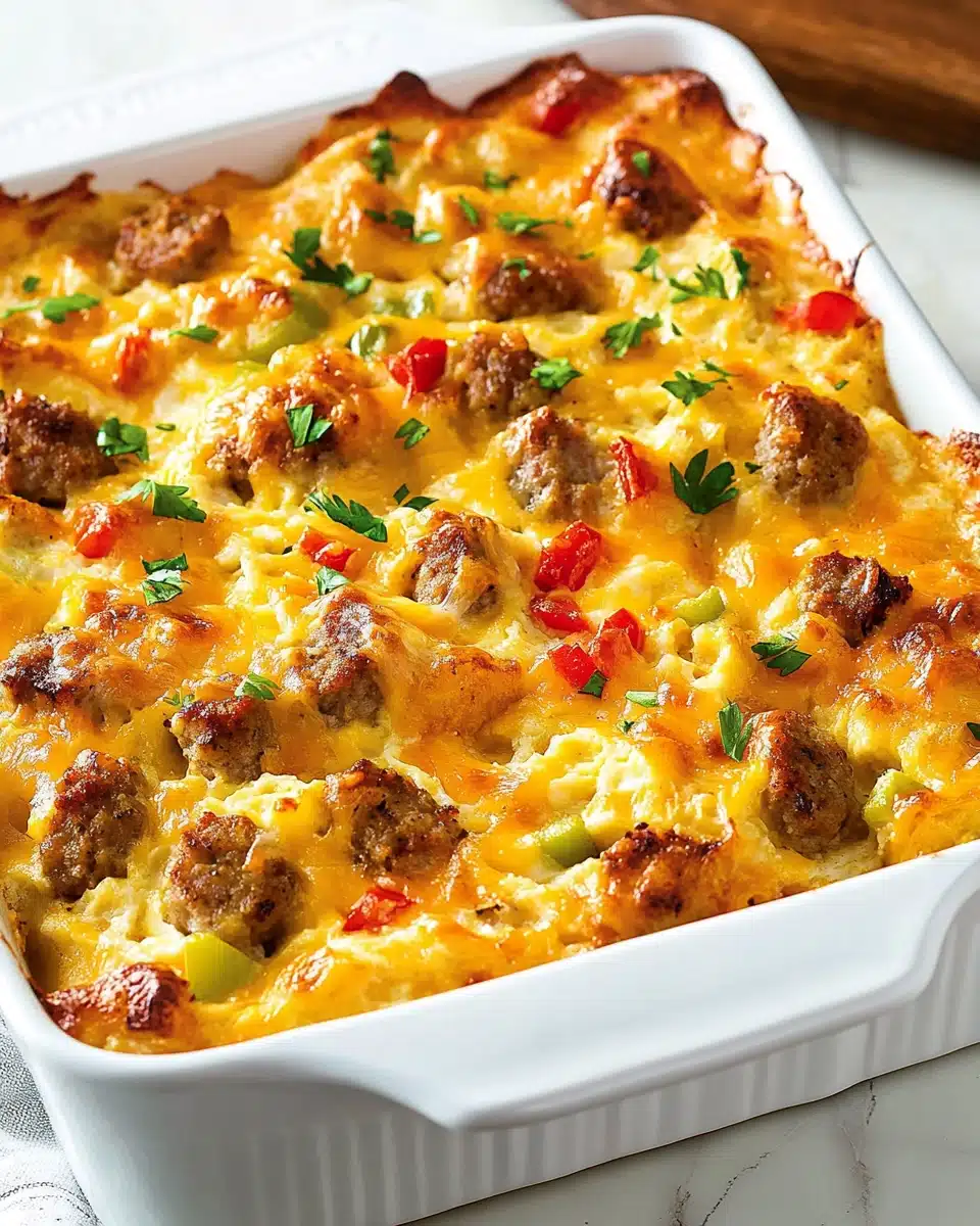 Cheesy Sausage Hashbrown Breakfast Bake Recipe