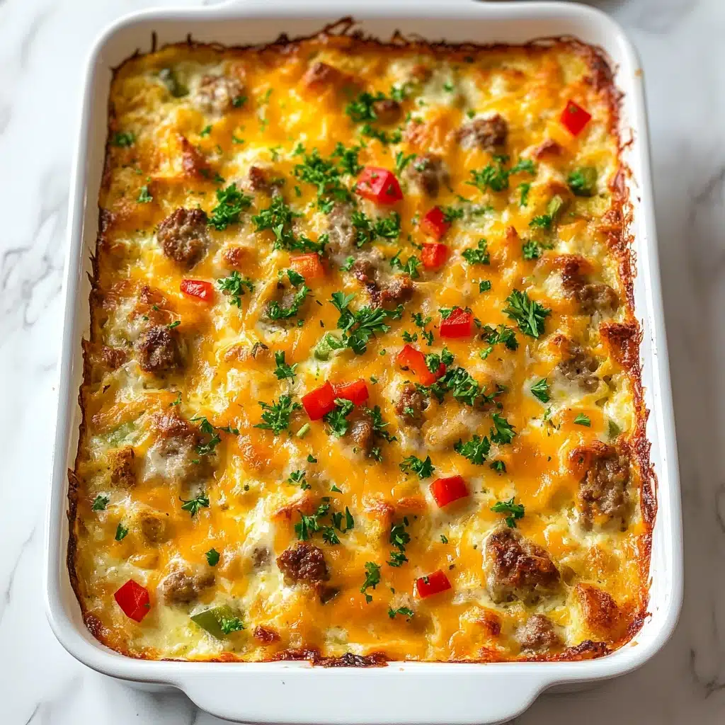 Cheesy Sausage Hashbrown Breakfast Bake Recipe - Recipe Image
