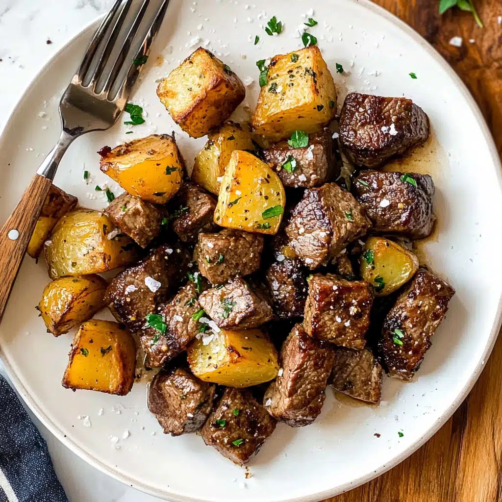 Garlic Butter Steak Bites with Herb Potatoes Recipe - Recipe Image