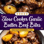 Garlic Butter Beef Bites in the Slow Cooker Recipe