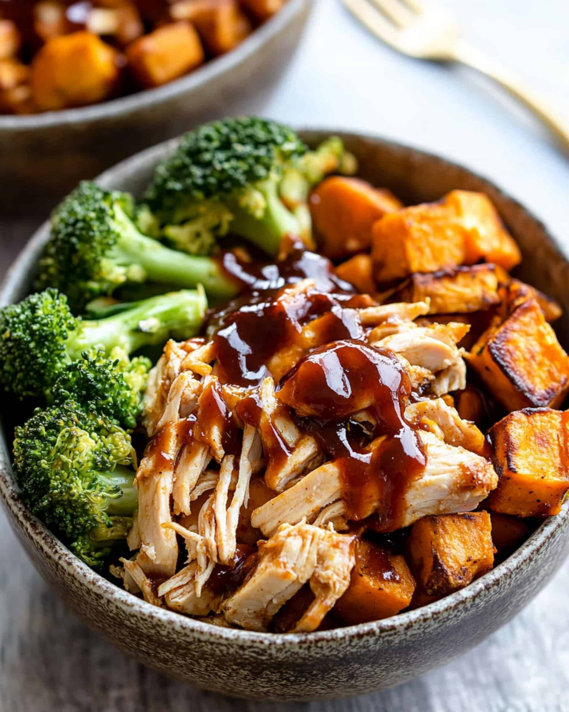 BBQ Chicken & Roasted Sweet Potato Bowls Recipe