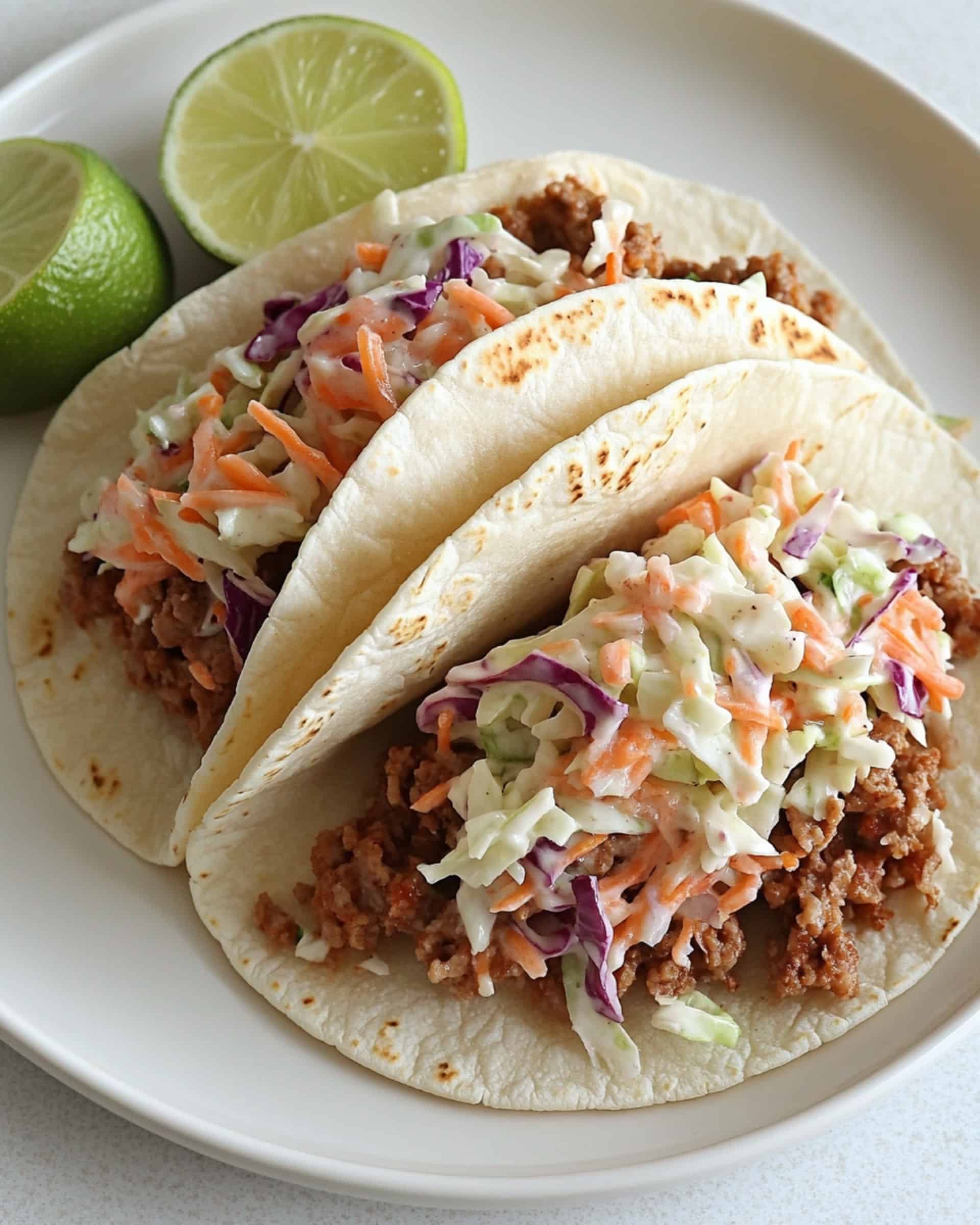 Beef Tacos with Peach Vinegar Slaw Recipe