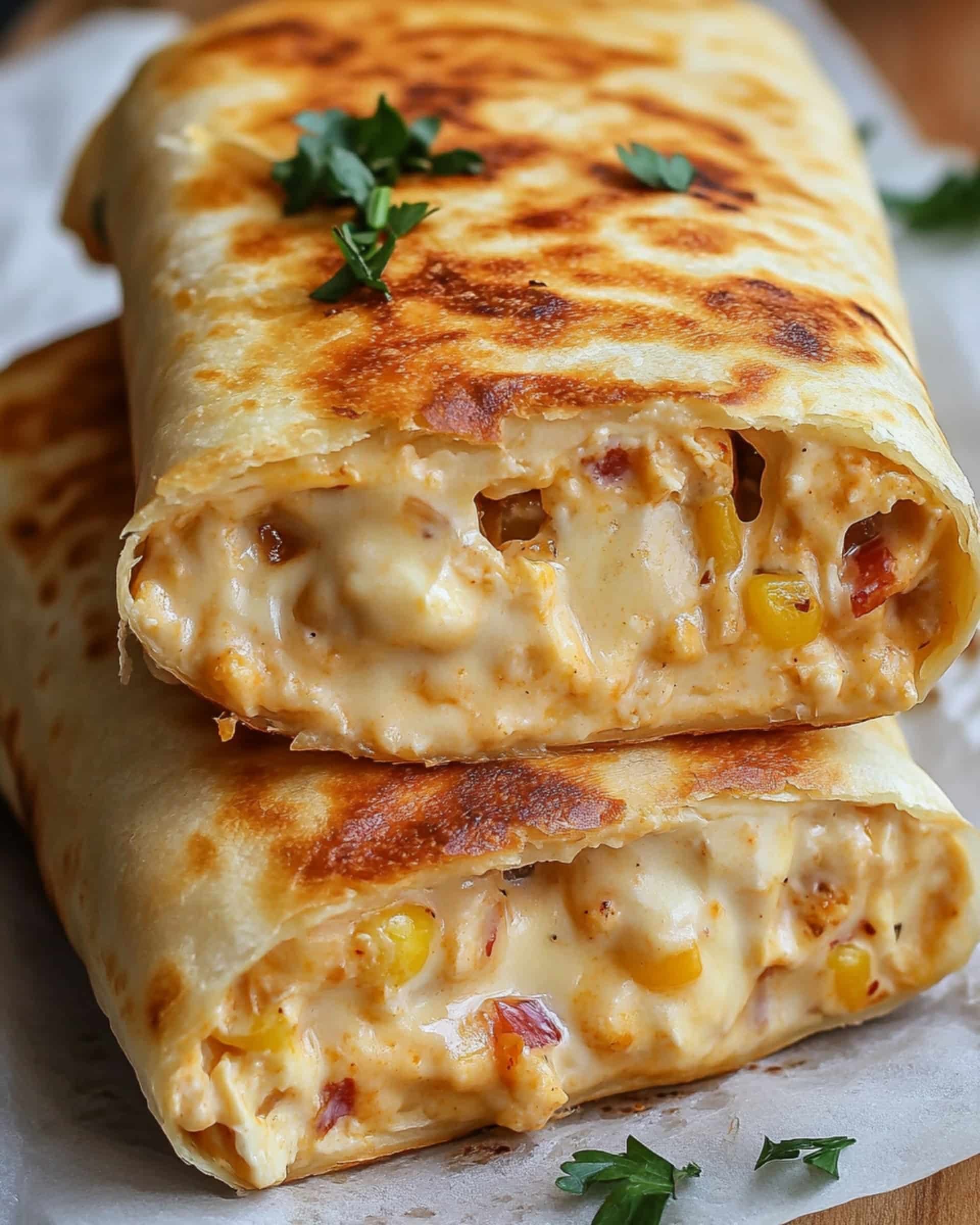 Cheesy Garlic Chicken Wraps Recipe