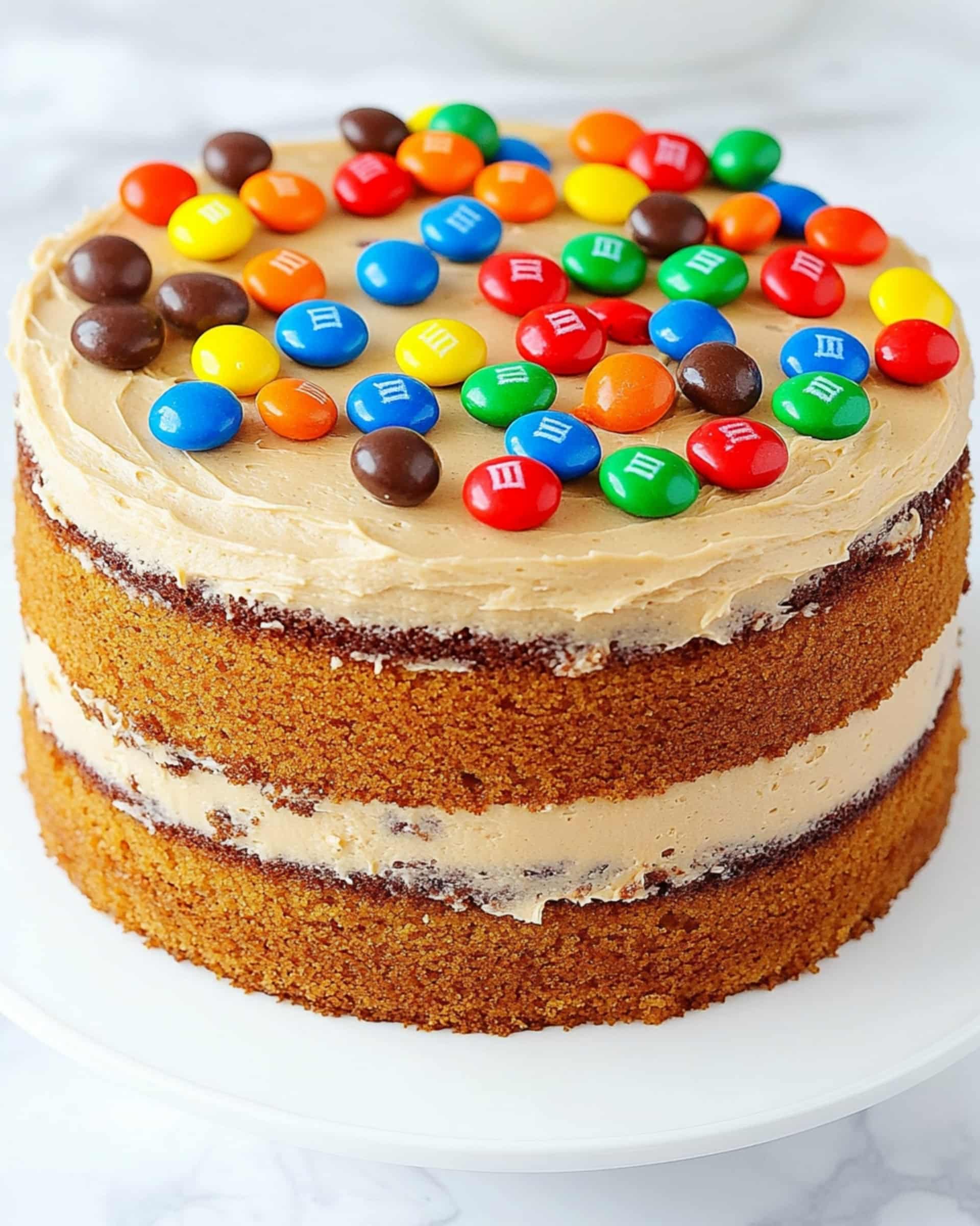 M&M’S Peanut Butter Cake with Peanut Butter Frosting Recipe