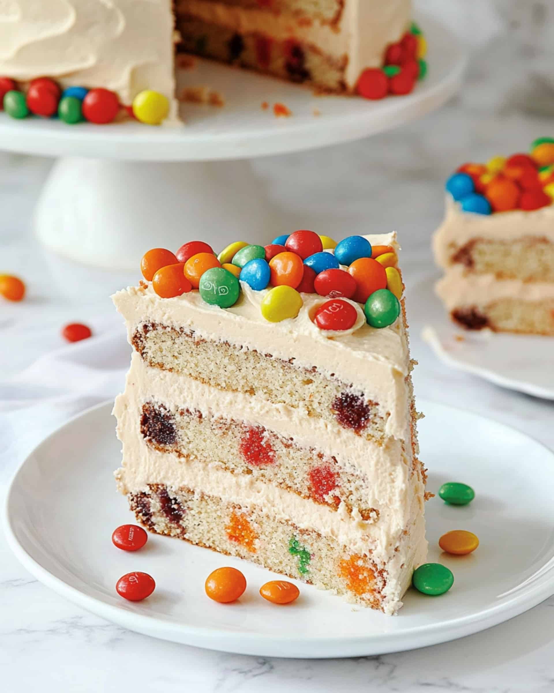 M&M'S Erdnussbutterkuchen mit Erdnussbutter-Frosting Rezept 1 M&M'S Erdnussbutterkuchen mit Erdnussbutter-Frosting Rezept
