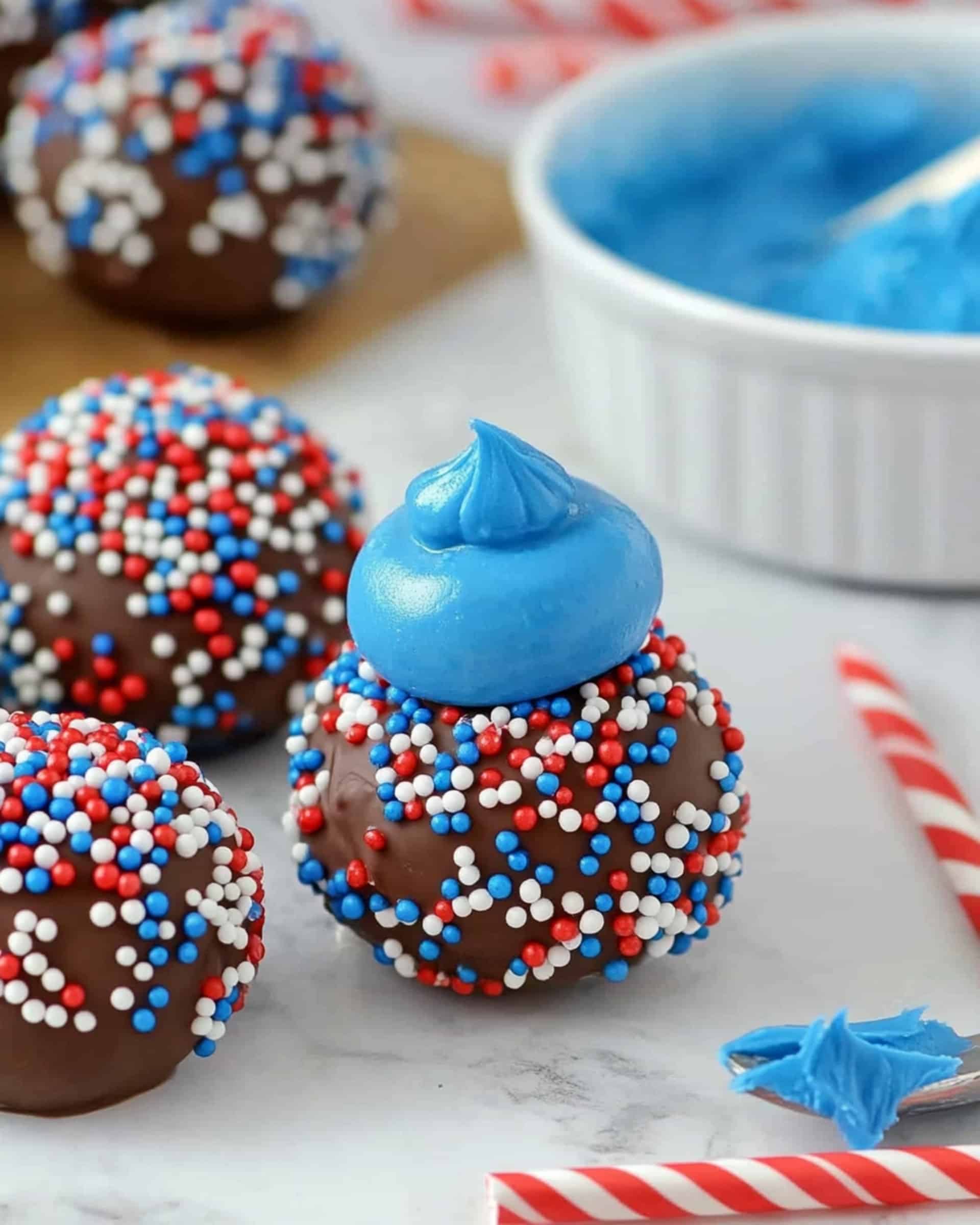 Patriotic Chocolate Cake Balls Recipe